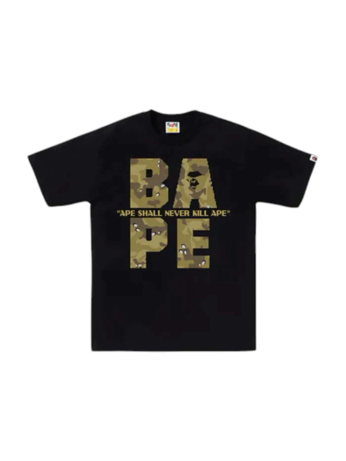 Мужская футболка с принтом BAPE Bitmap Logo Tee BAPE — изображение 1 из 2, черный
