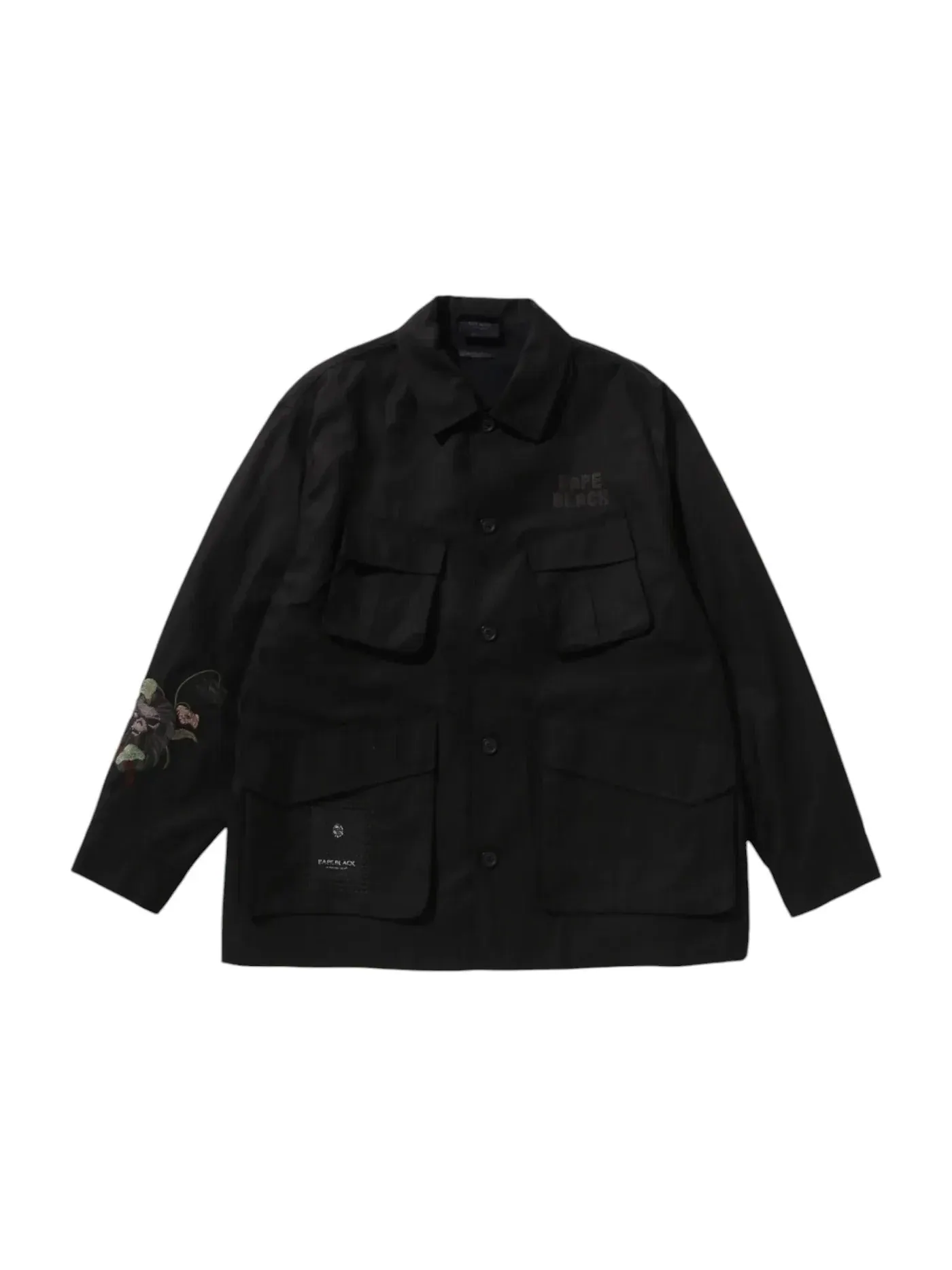 Мужская рубашка с вышивкой BAPE Black Cross Stitched Army Shirt — изображение 1 из 1, черный