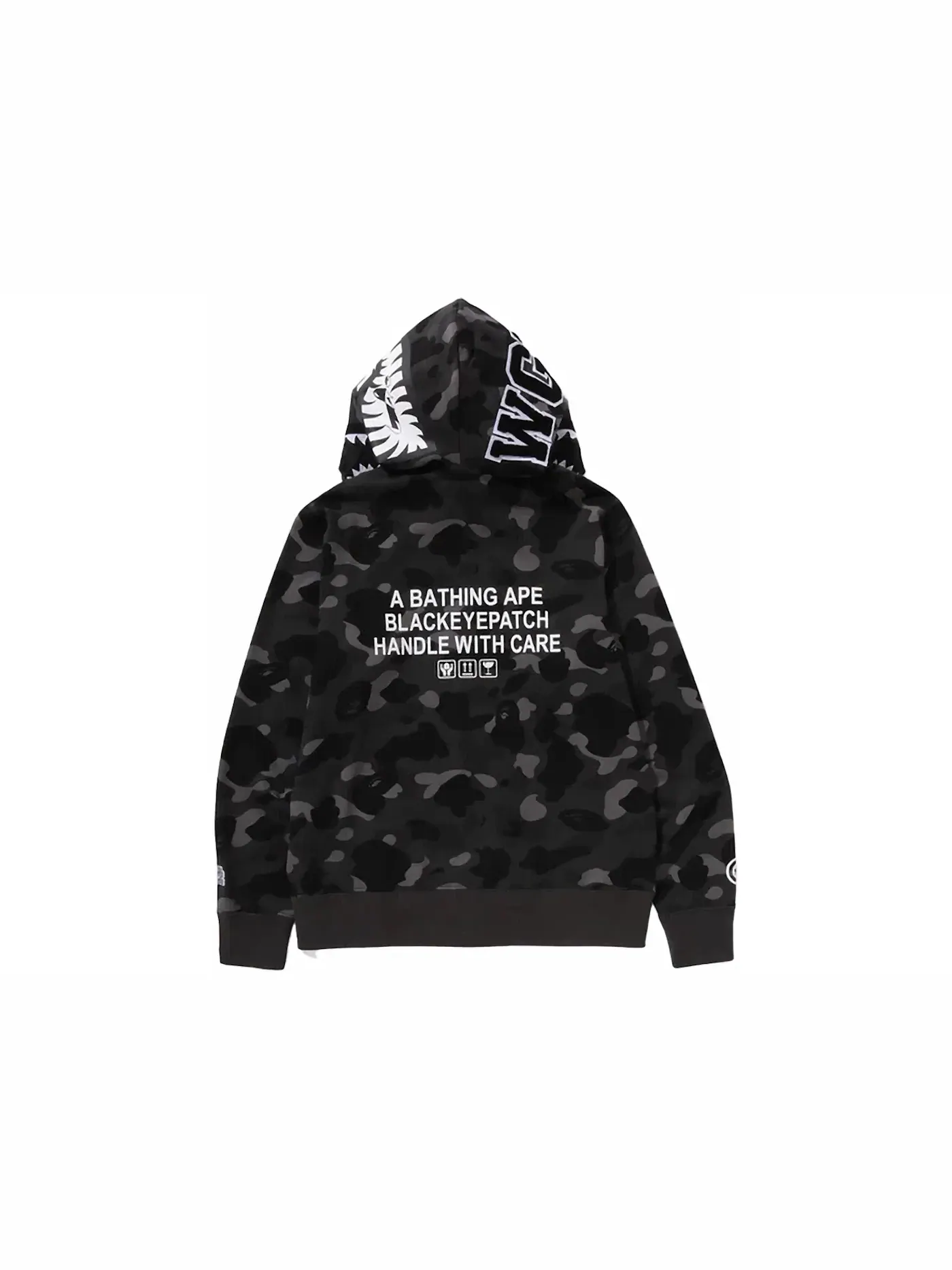 Мужская худи с камуфляжным принтом BAPE Black Eye Patch Color Camo Shark Full Zip Hoodie — изображение 3 из 3, черный