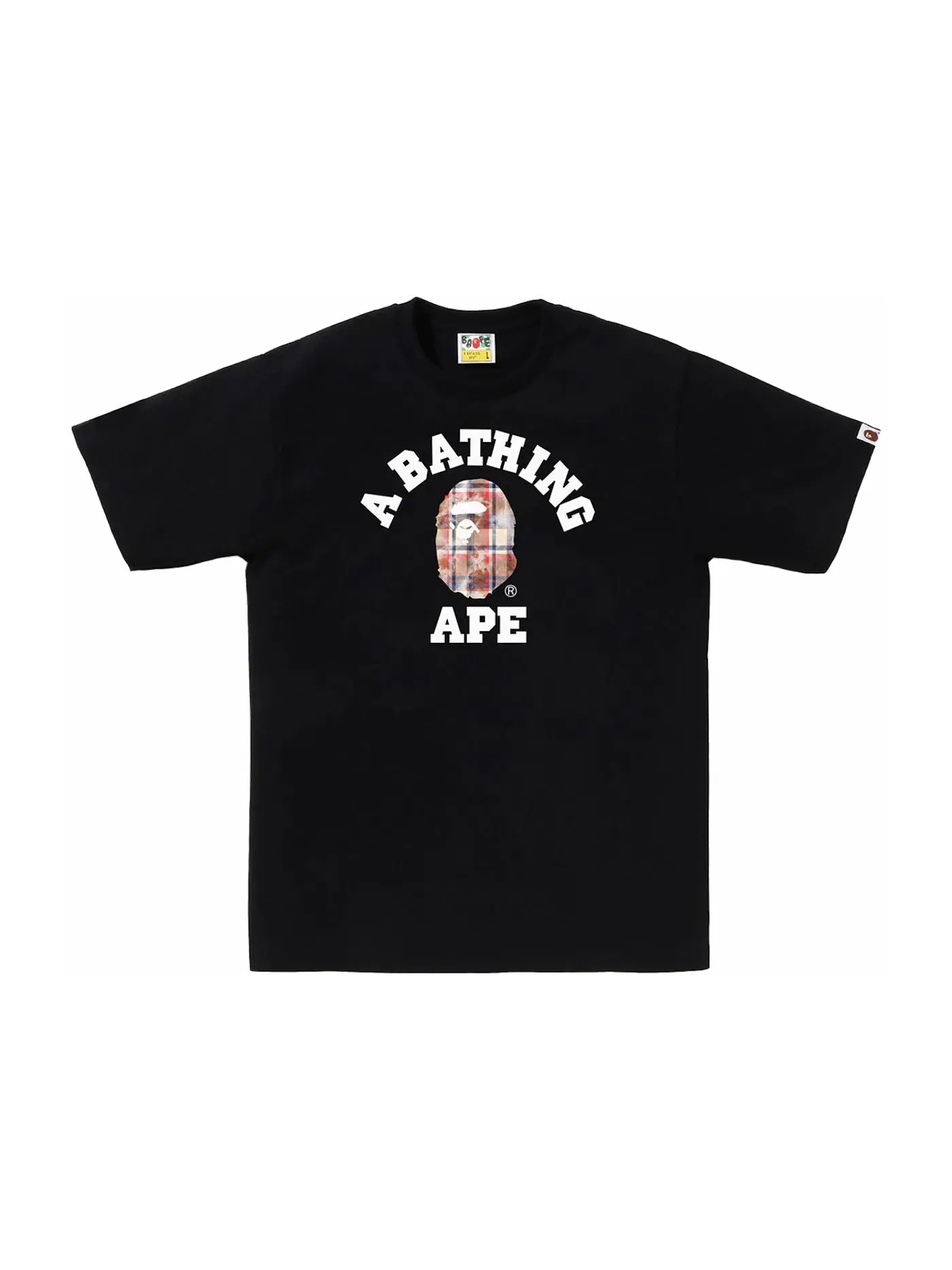 Мужская футболка с принтом BAPE Bleach Check College Tee — изображение 1 из 1, черный
