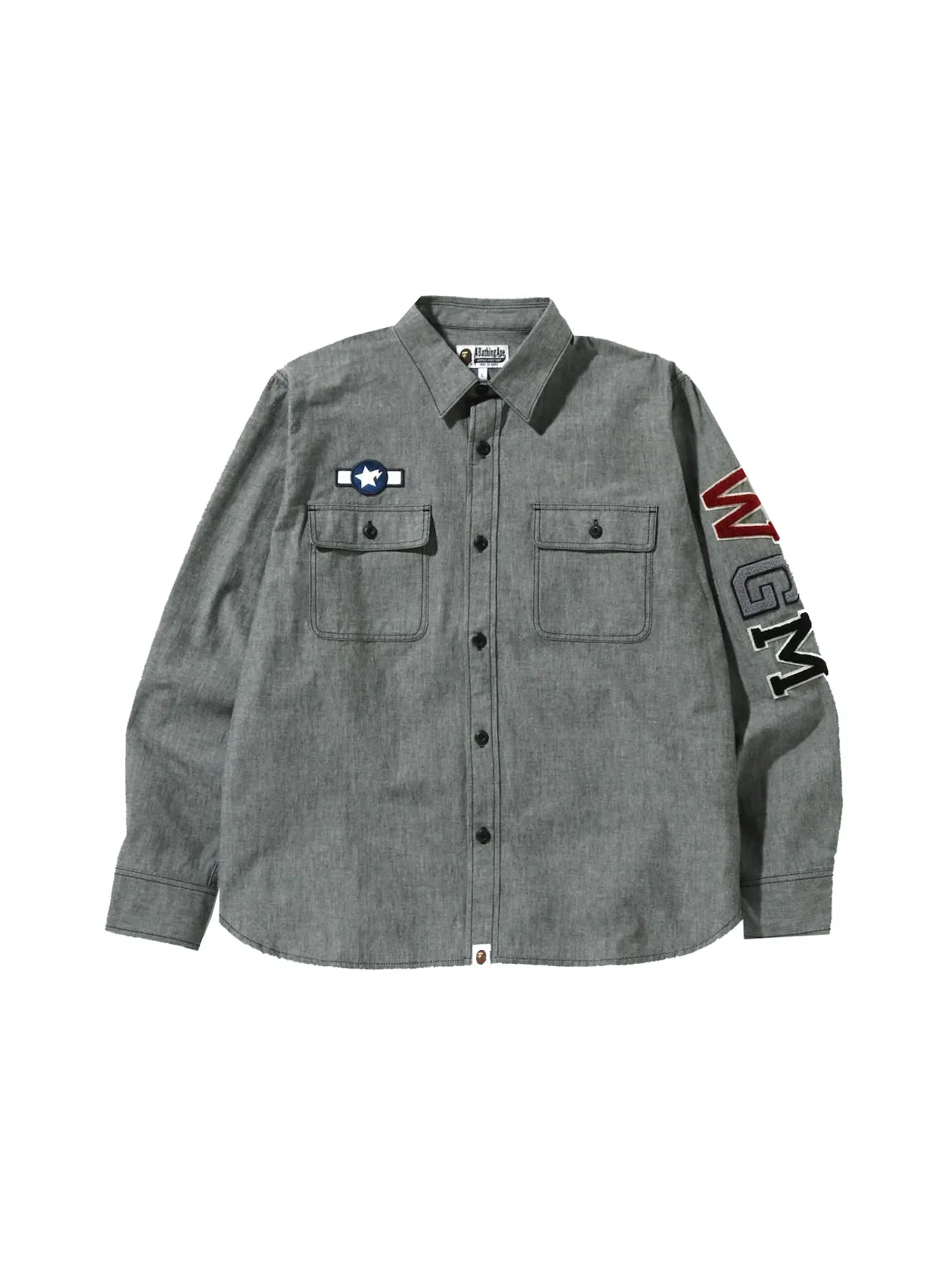 Мужская рубашка свободного кроя Busy Shark Chambray BAPE — изображение 1 из 2, черный