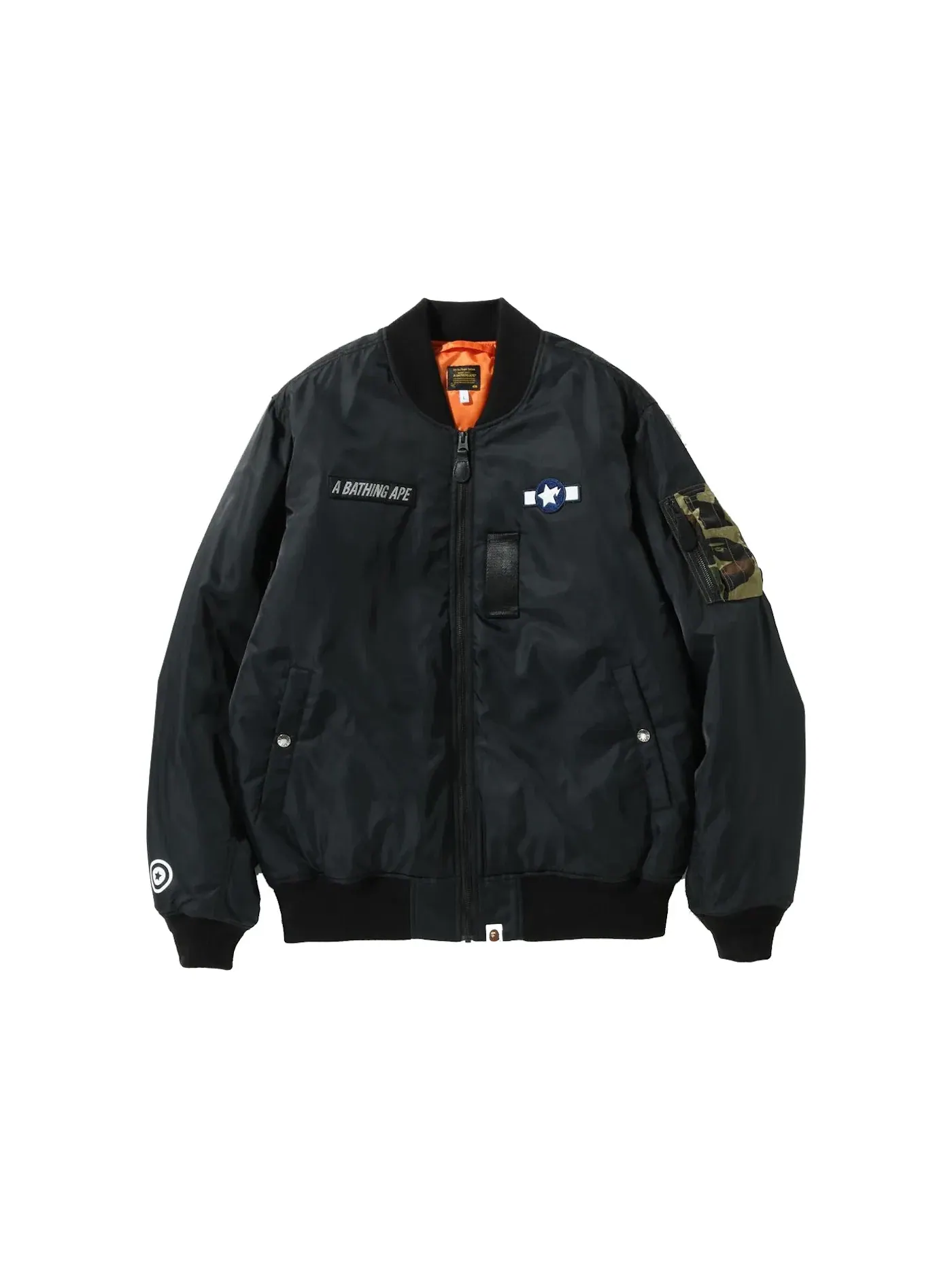 Мужская куртка-бомбер свободного кроя BAPE MA-1 — изображение 1 из 2, черный