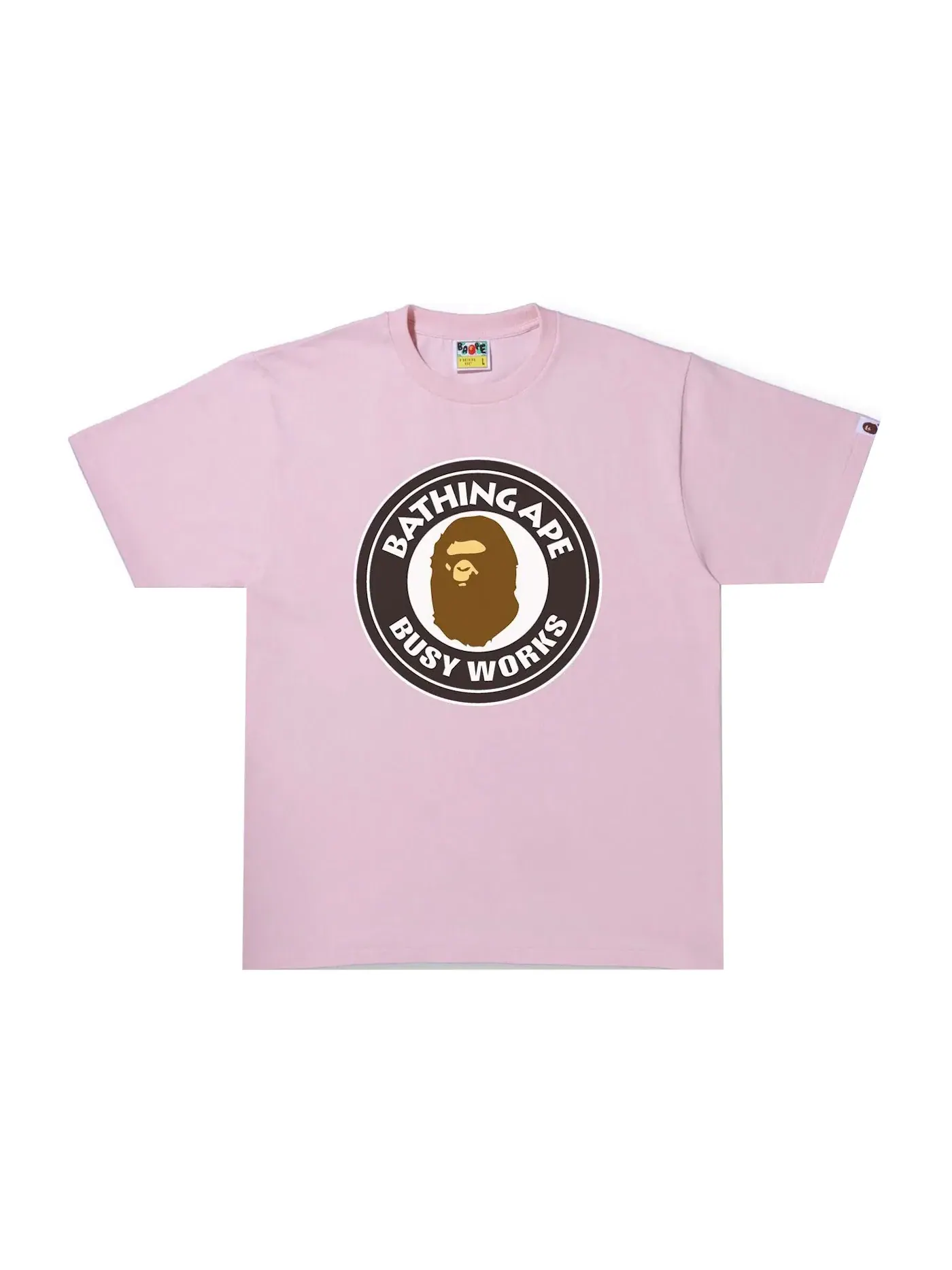Мужская футболка с принтом BAPE Busy Works Tee — изображение 1 из 1, розовый