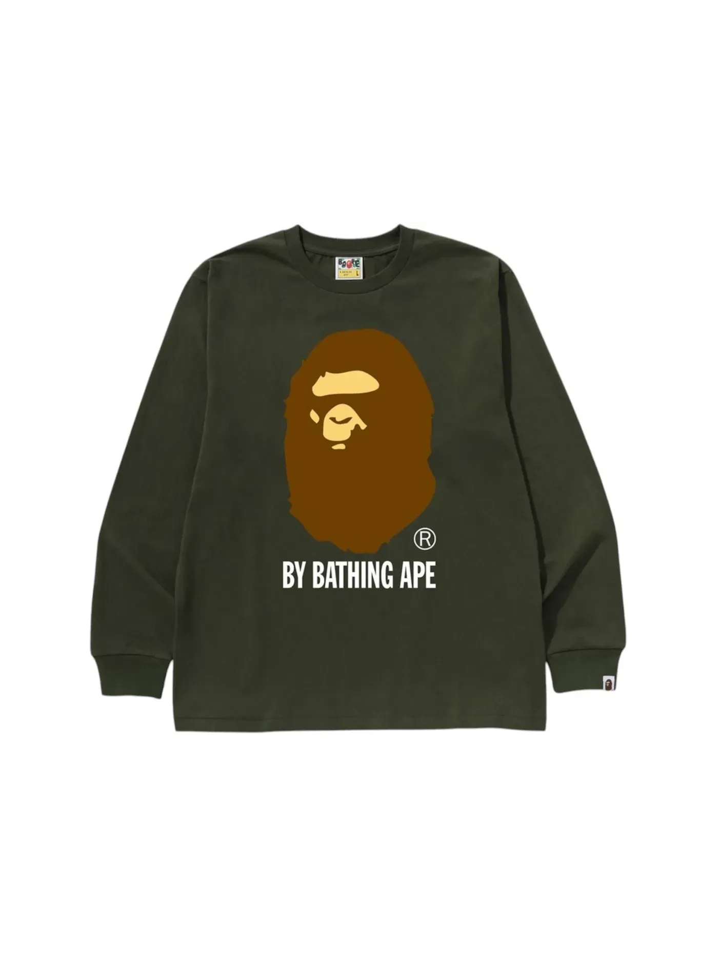 Мужская футболка с длинным рукавом L/S Tee BAPE — изображение 1 из 1, оливковый/оливковый
