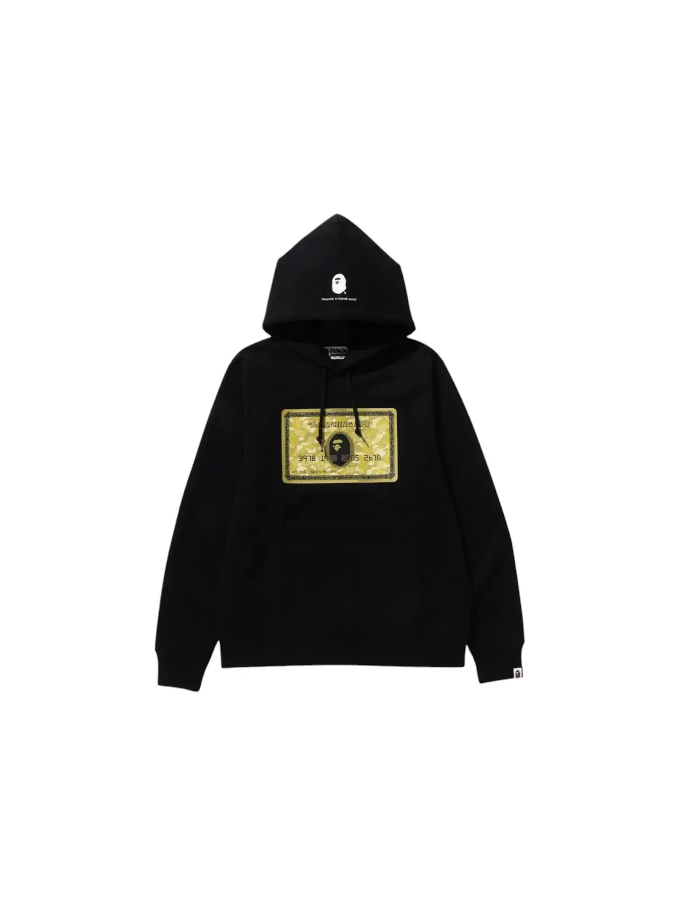 Мужской пуловер с капюшоном BAPE Card Pullover Hoodie — изображение 1 из 1, черный/золотистый
