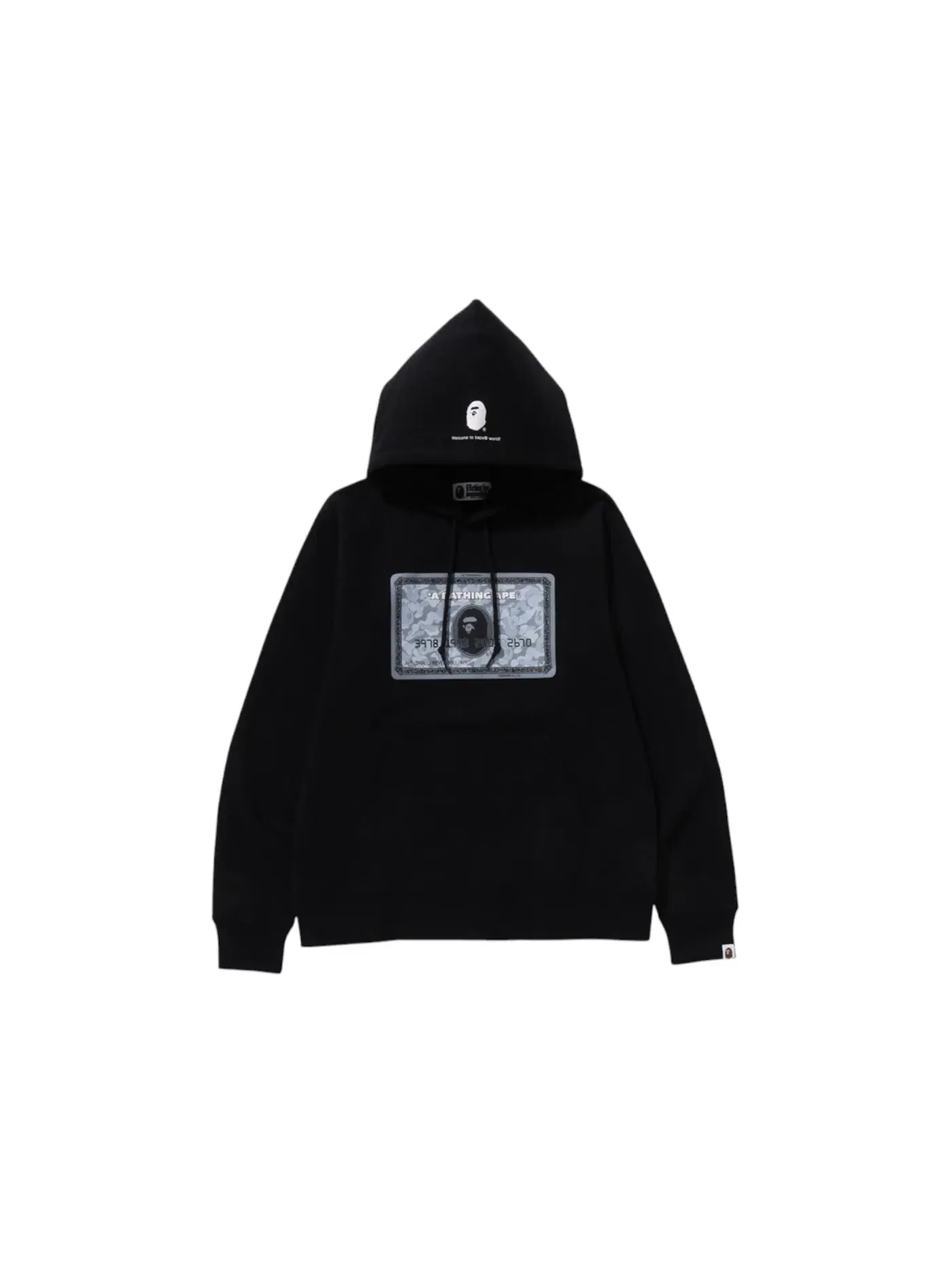 Мужской пуловер с капюшоном BAPE Card Pullover Hoodie — изображение 1 из 1, черный/серебристый