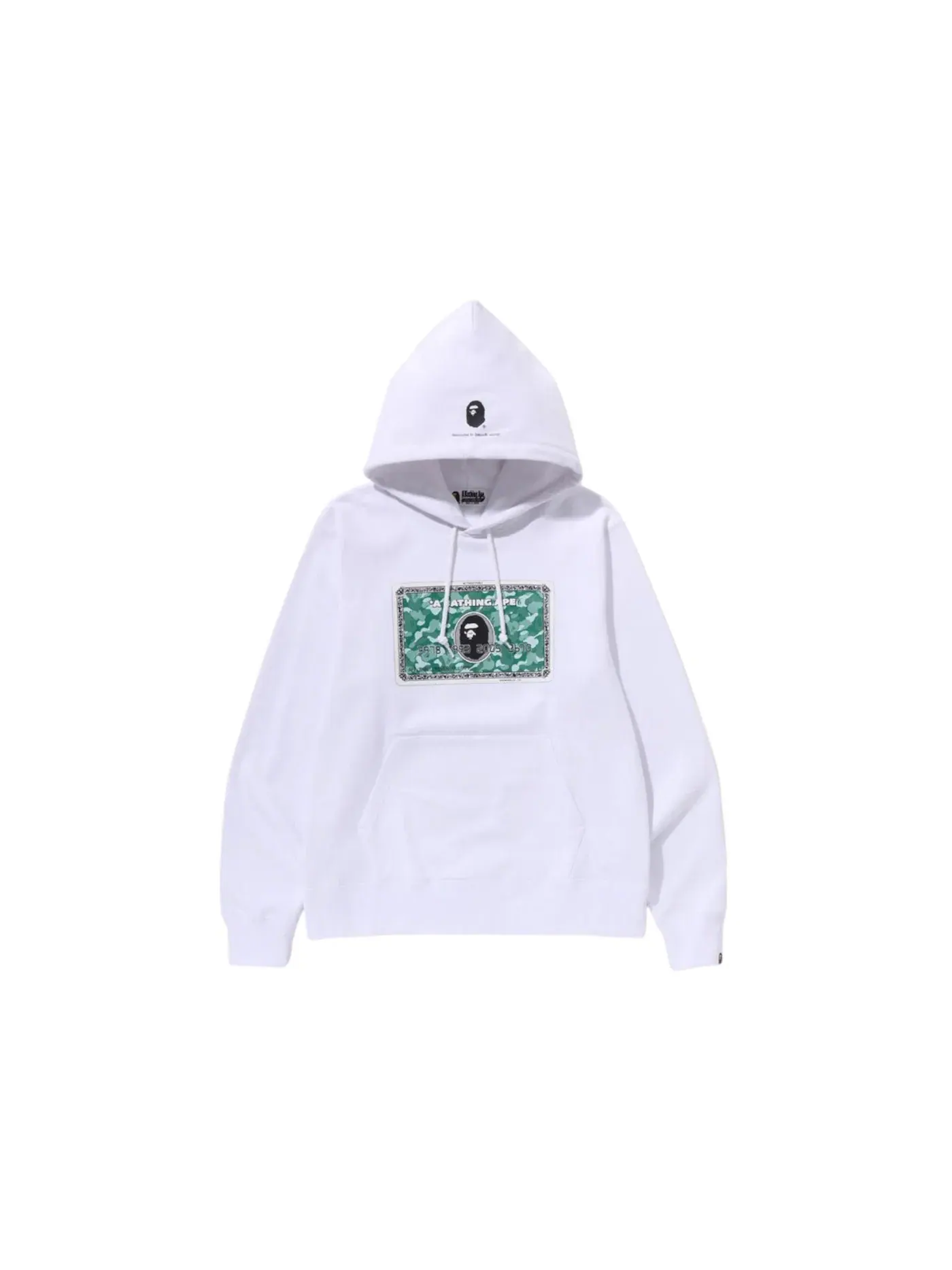 Мужской пуловер с капюшоном с принтом BAPE Hoodie — изображение 1 из 1, белый/зеленый