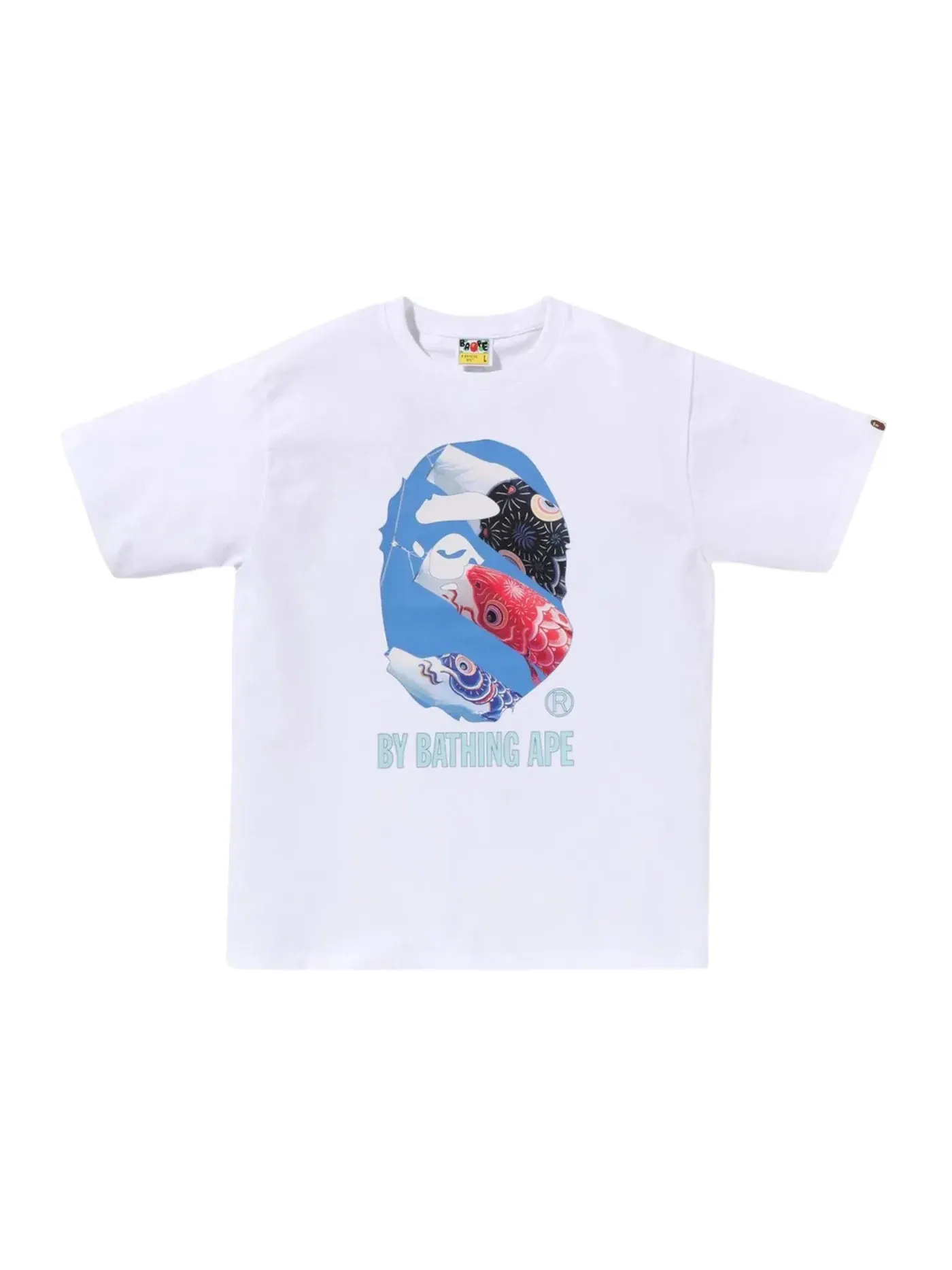 Мужская футболка с принтом Carp Photo By Bathing Ape BAPE — изображение 1 из 1, белый