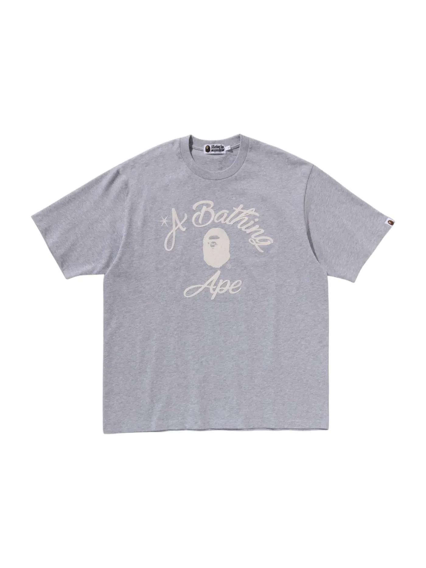 Мужская футболка свободного кроя с принтом BAPE Chain Stitch College Relaxed Fit Tee — изображение 1 из 1, серый