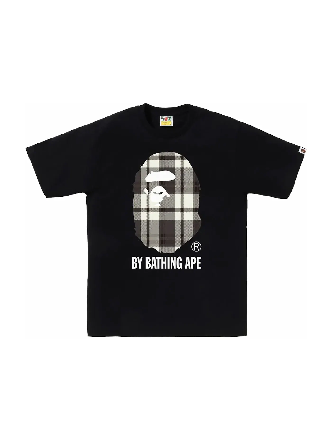 Мужская футболка с принтом BAPE Check By Bathing Ape Tee BAPE — изображение 1 из 1, черный