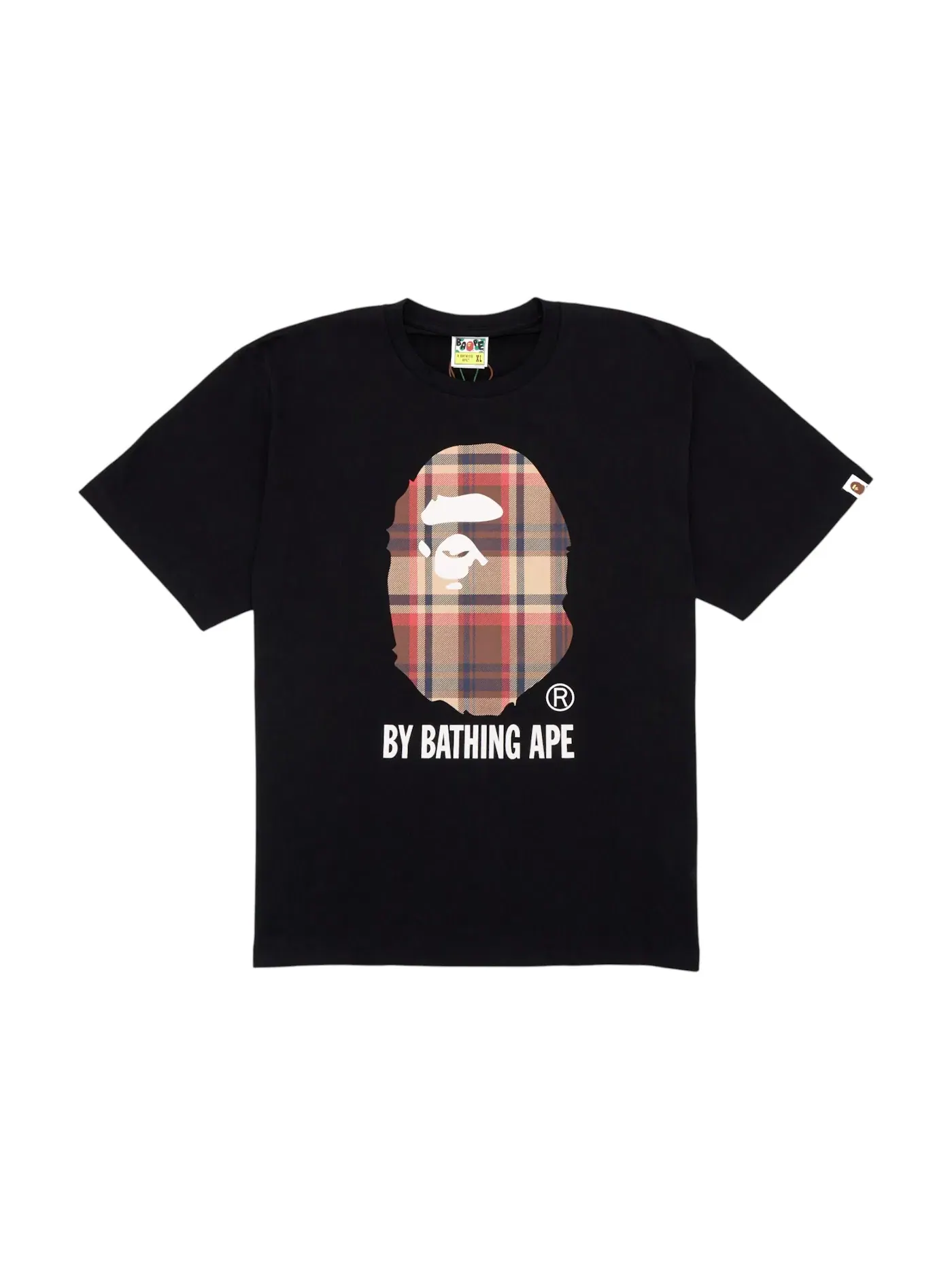 Мужская футболка с принтом Check By Bathing Ape Tee BAPE — изображение 1 из 1, черный/красный
