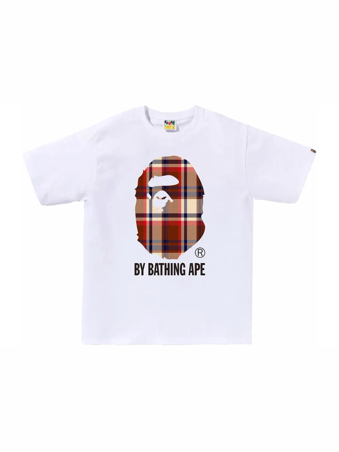 Мужская футболка с принтом BAPE Check By Bathing Ape Tee BAPE — изображение 1 из 1, белый