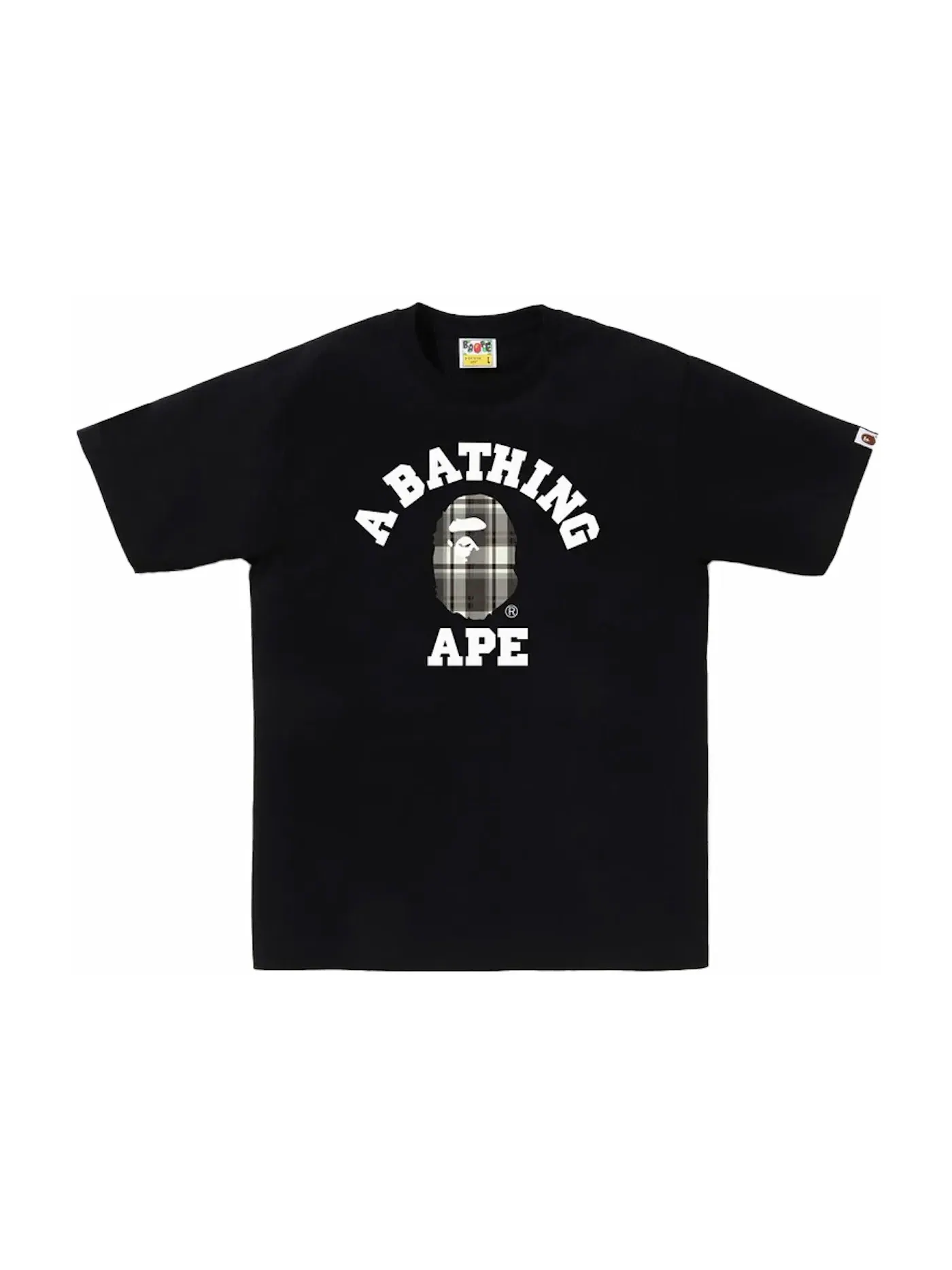Мужская футболка с клетчатым принтом BAPE — изображение 1 из 1, черный
