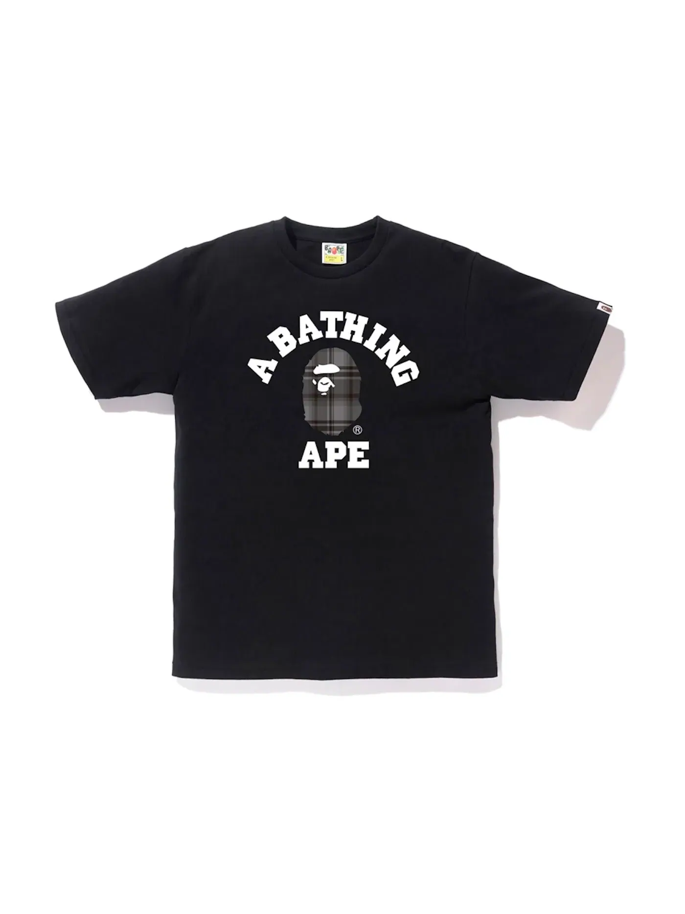 Мужская футболка с принтом BAPE Check College Tee BAPE — изображение 1 из 1, черный/черный