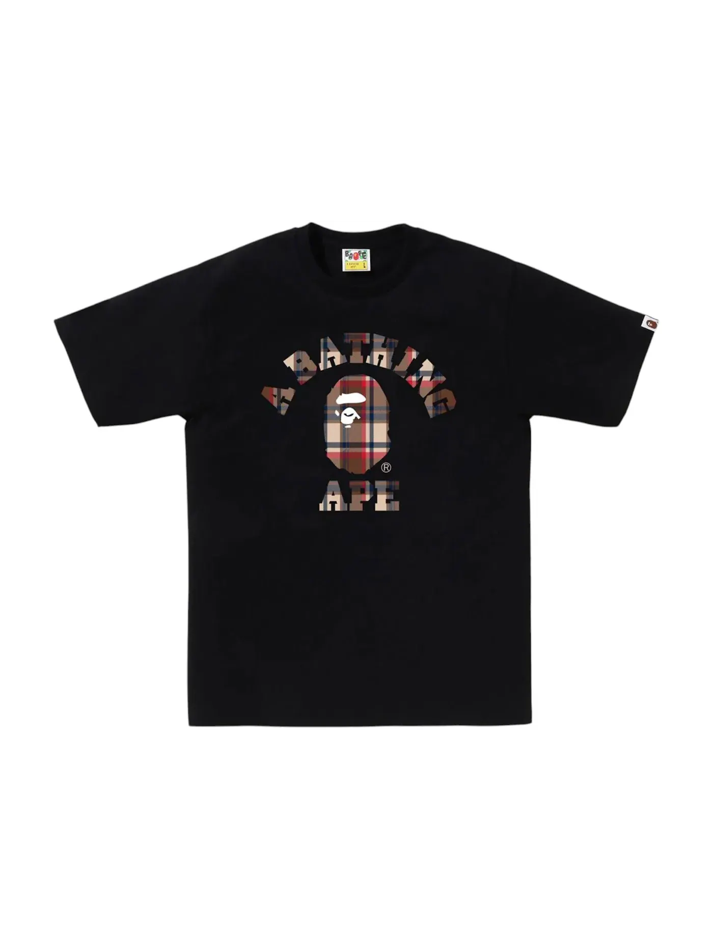 Мужская футболка с принтом BAPE Check College Tee (FW25) BAPE — изображение 1 из 1, черный/красный