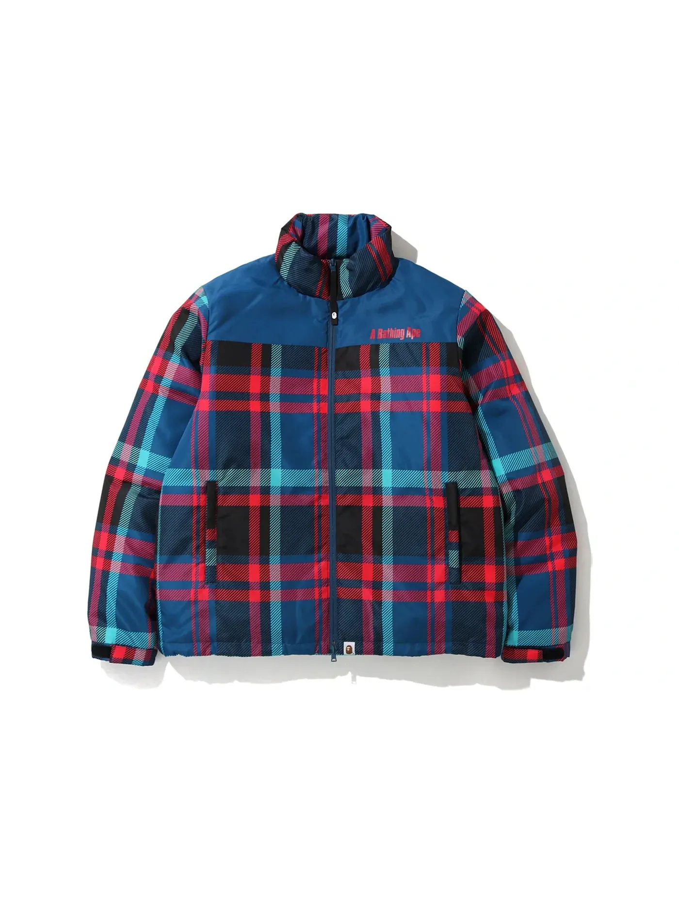 Мужская куртка BAPE Check Down Jacket Navy — изображение 1 из 3
