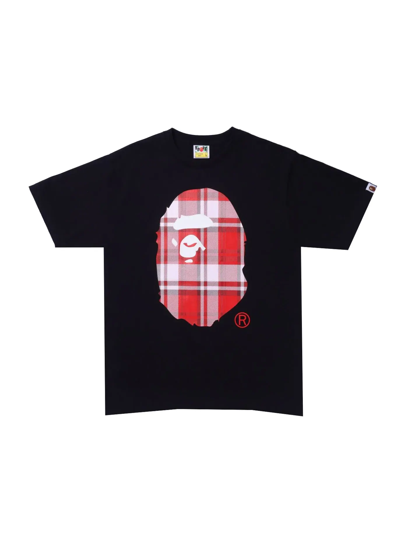 Мужская футболка с принтом BAPE Check Gift Ape Head Tee — изображение 1 из 2, черный