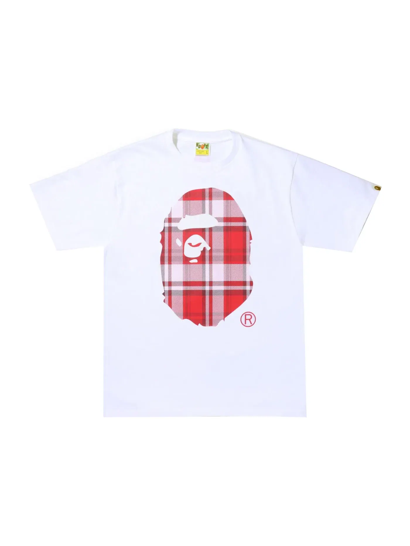 Мужская футболка с принтом BAPE Check Gift Ape Head Tee — изображение 1 из 2, белый