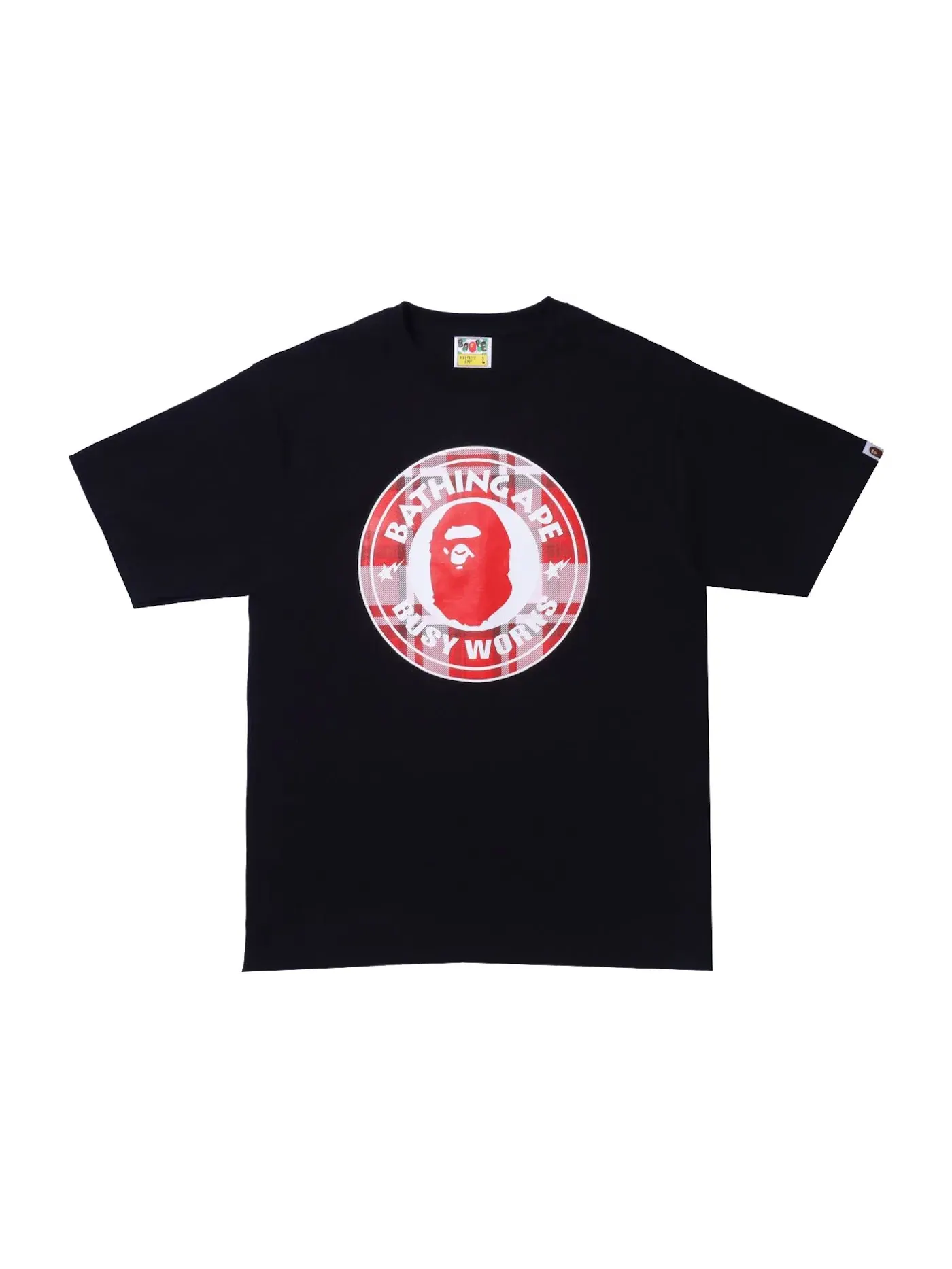 Мужская футболка с принтом BAPE Check Gift Busy Works Tee — изображение 1 из 2, черный
