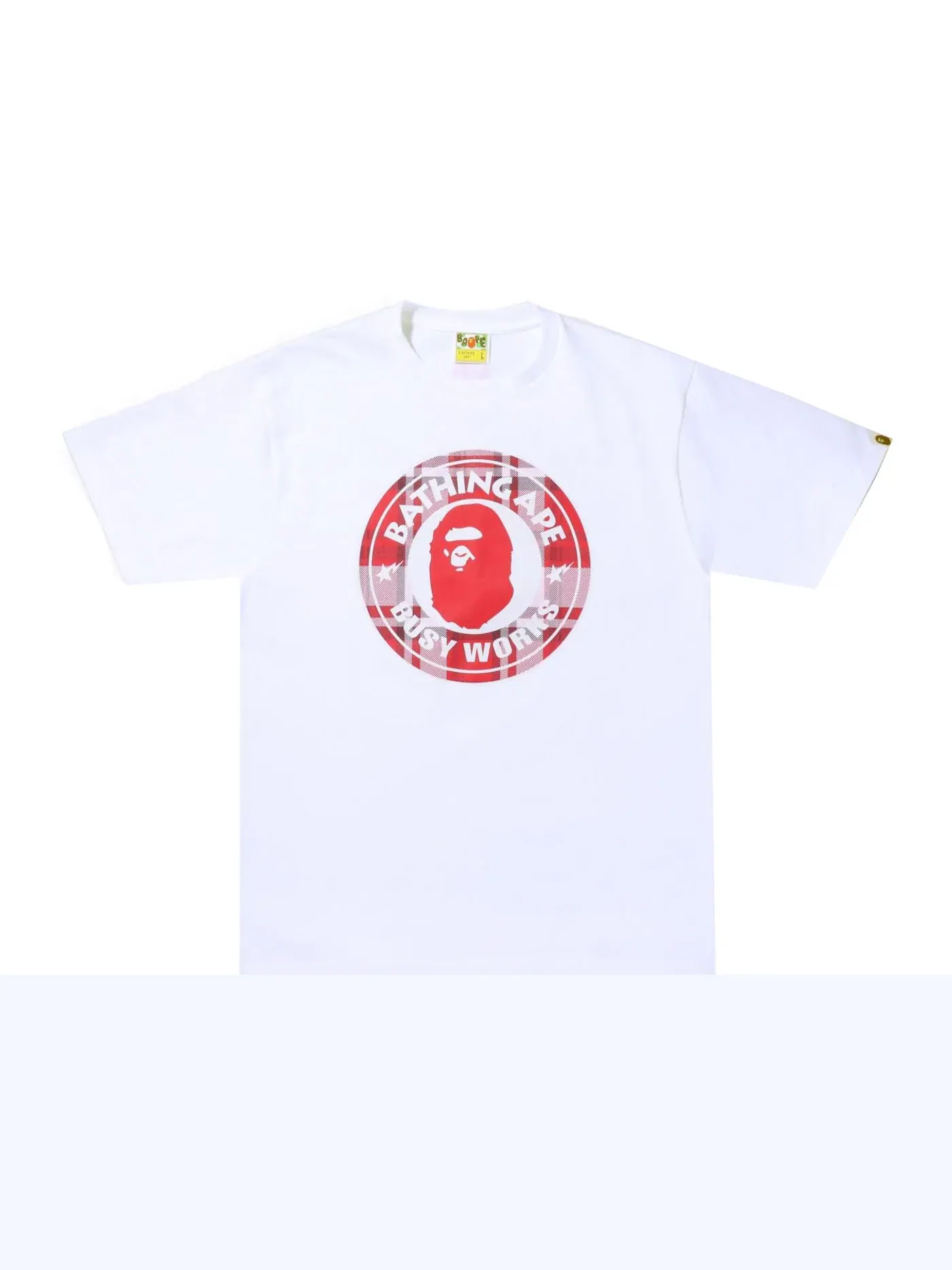 Мужская футболка с принтом BAPE Check Gift Busy Works Tee — изображение 1 из 2, белый