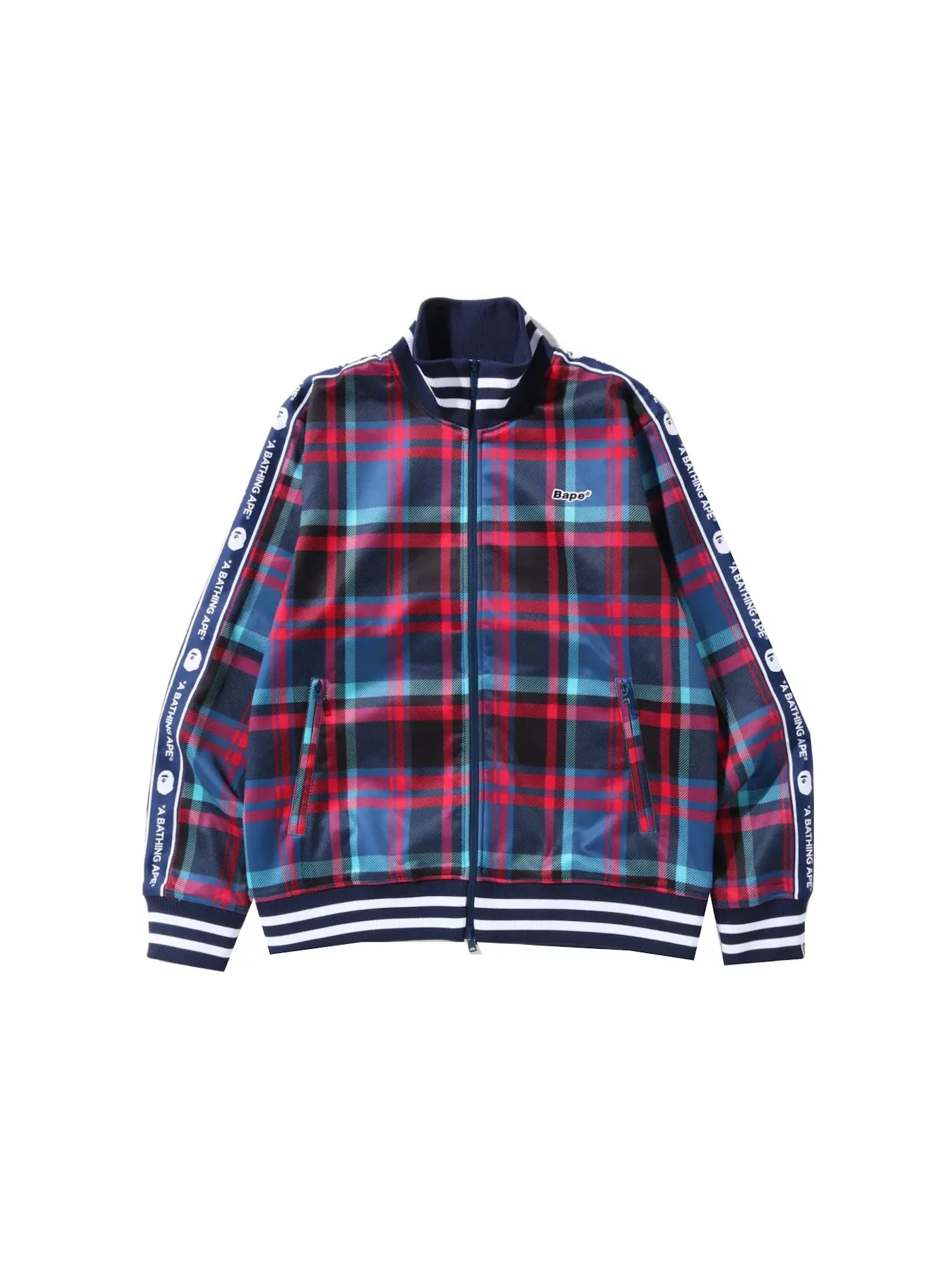 Мужская футболка с принтом BAPE Check Jersey Top BAPE — изображение 1 из 2, темно-синий