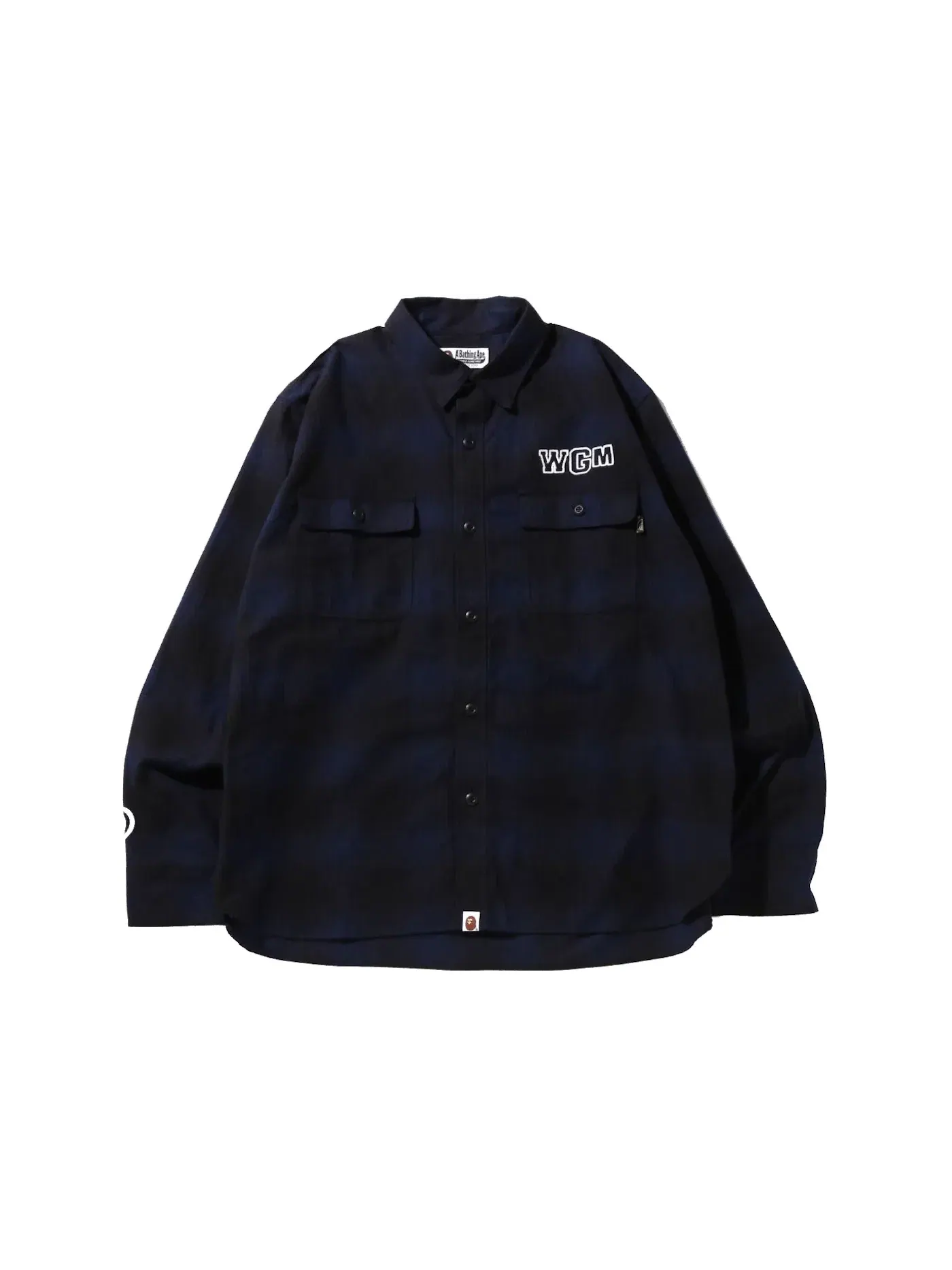 Мужская рубашка-фланель свободного кроя BAPE Check Shark Relaxed Fit Flannel Shirt — изображение 1 из 2, темно-синий