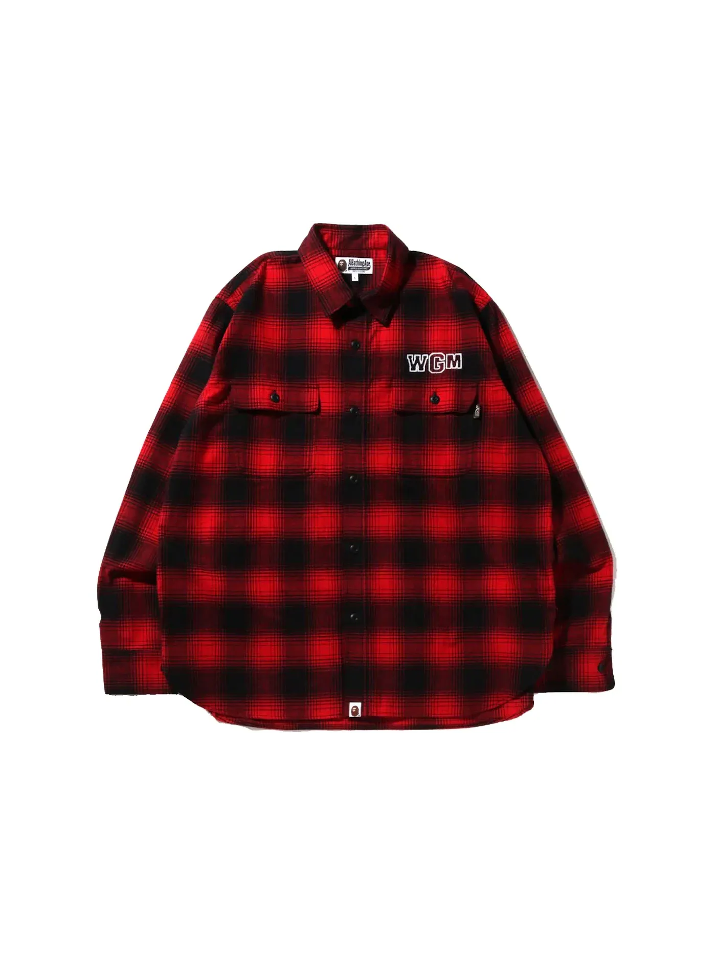 Мужская рубашка свободного кроя с принтом BAPE Check Shark Red — изображение 1 из 2