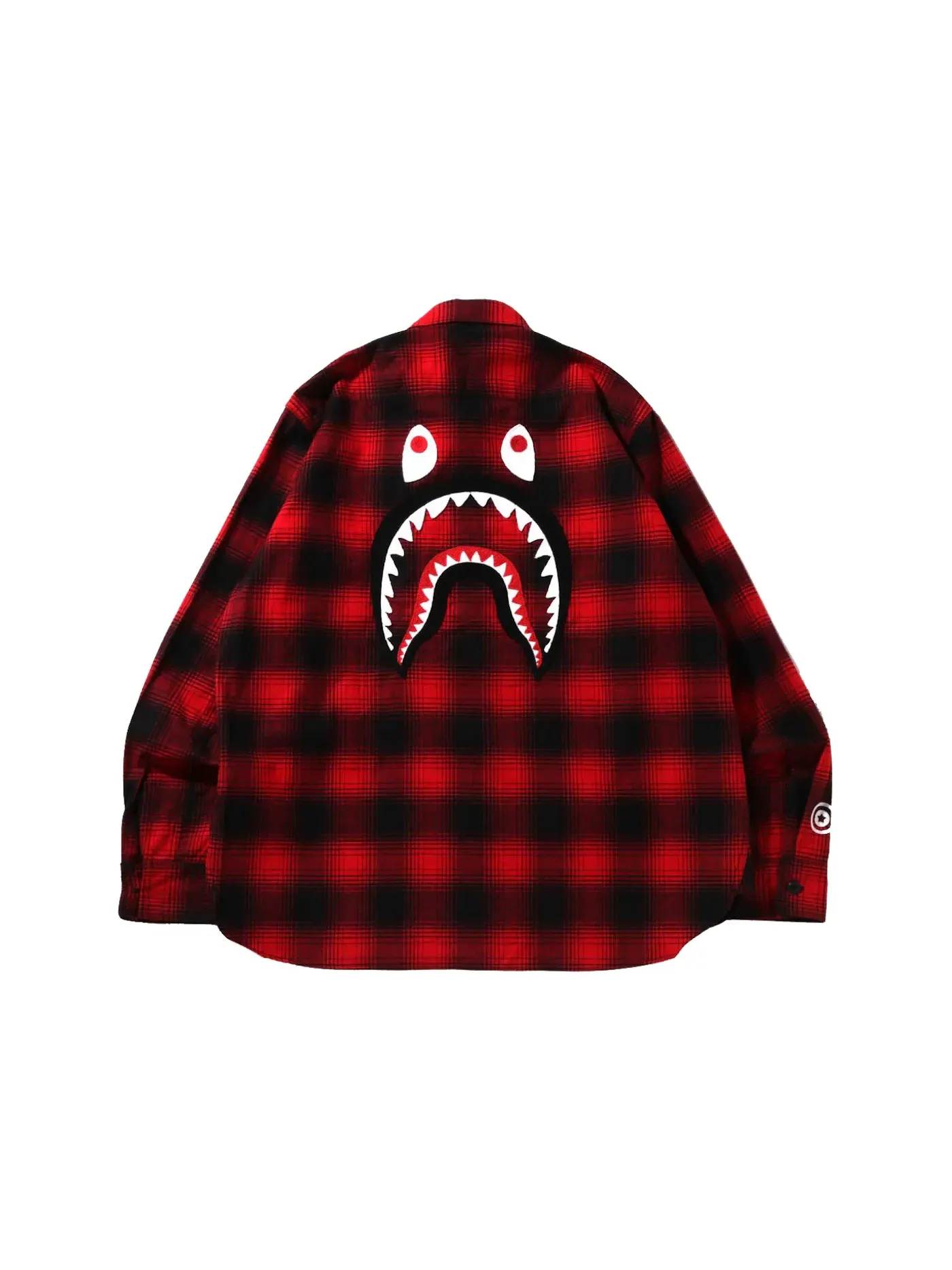 Мужская рубашка свободного кроя с принтом BAPE Check Shark Red — изображение 2 из 2