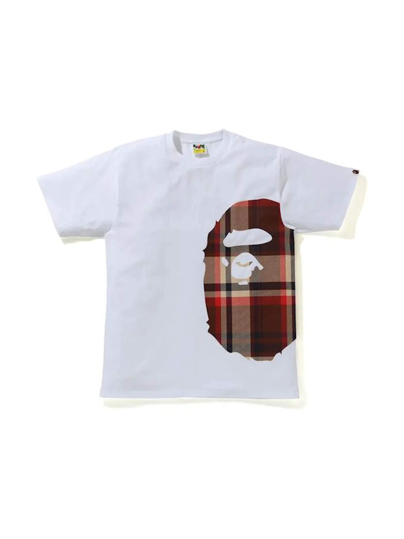 Мужская футболка с принтом BAPE Check Side Big Ape Head Tee BAPE — изображение 1 из 1, белый/красный