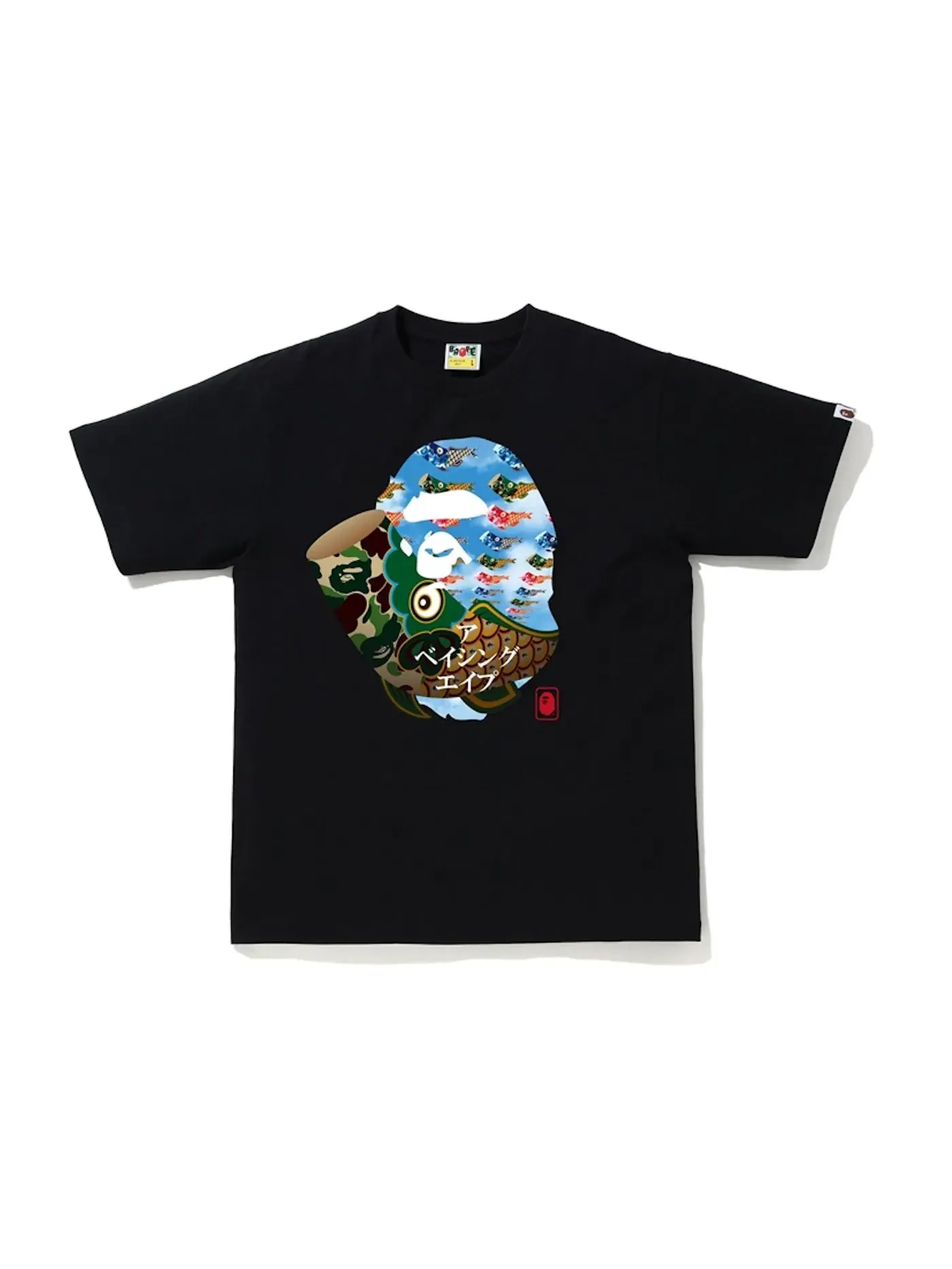 Мужская футболка BAPE Tee — изображение 1 из 1, черный/зеленый