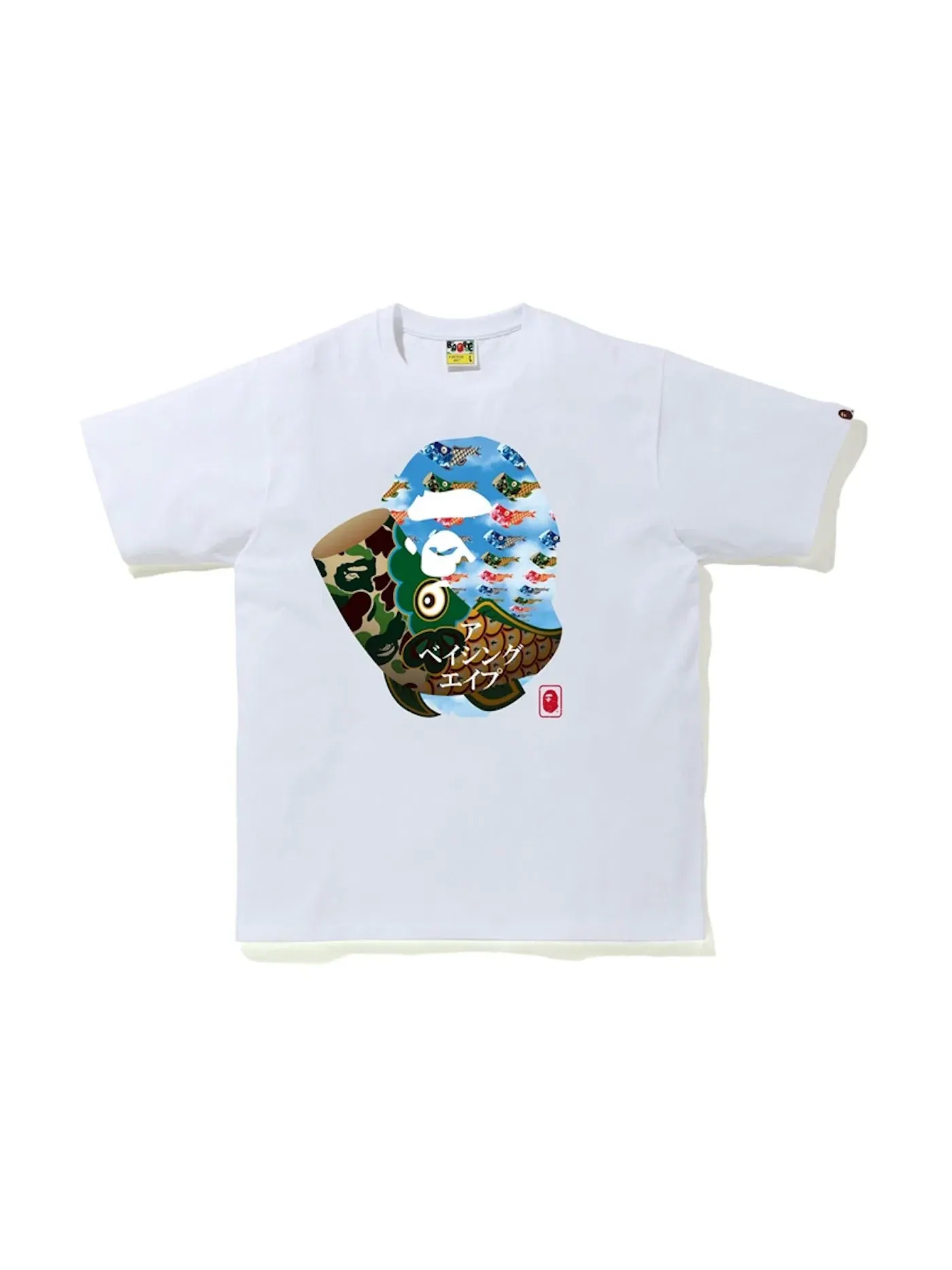 Мужская футболка с принтом BAPE Tee (SS20) — изображение 1 из 1, белый зеленый