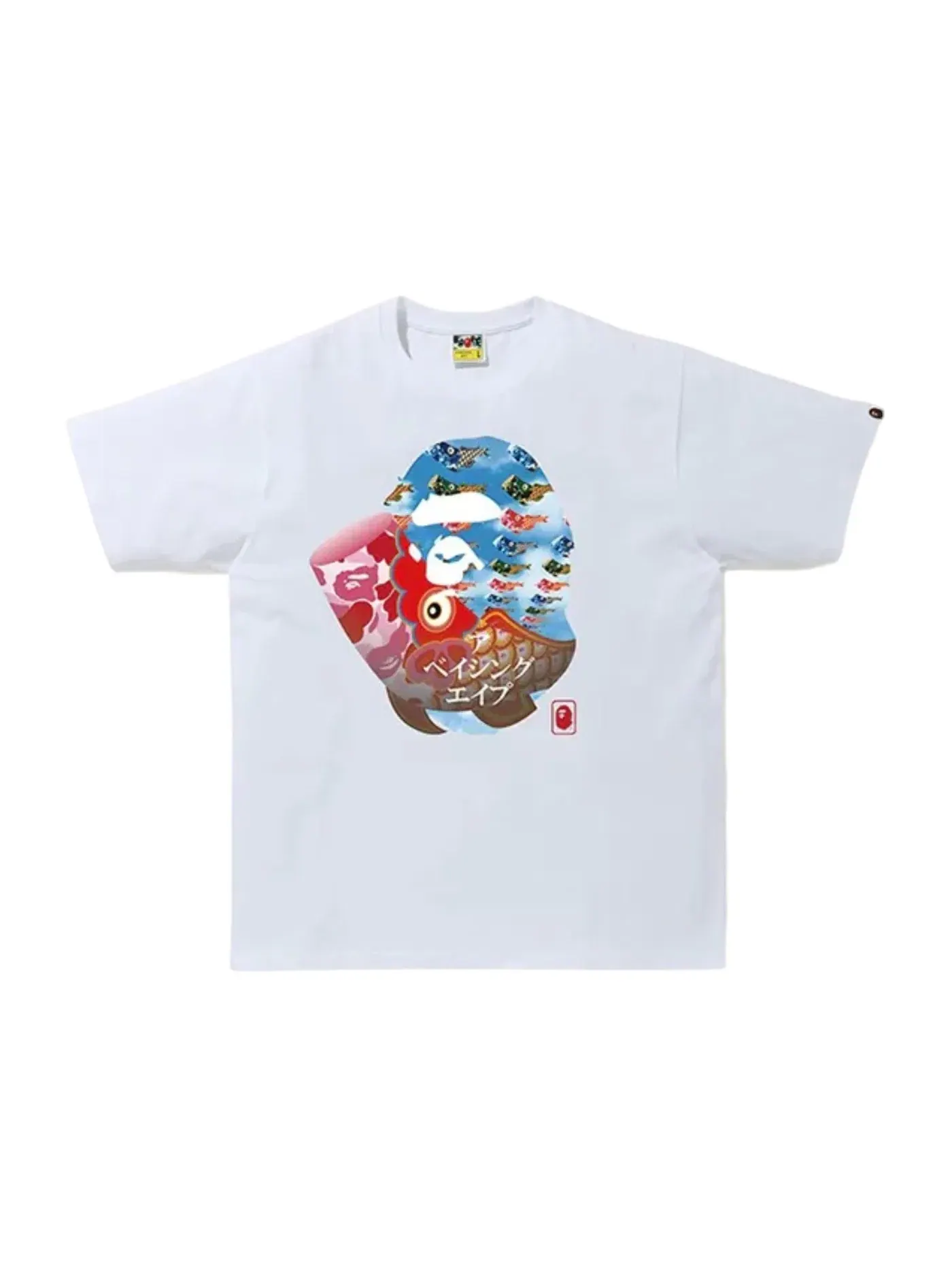 Мужская футболка с принтом BAPE Tee (SS20) — изображение 1 из 1, белый/розовый