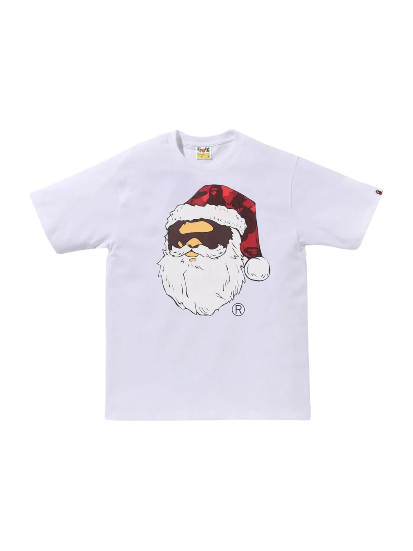 Мужская футболка с принтом Christmas Ape Head BAPE — изображение 1 из 2, белый