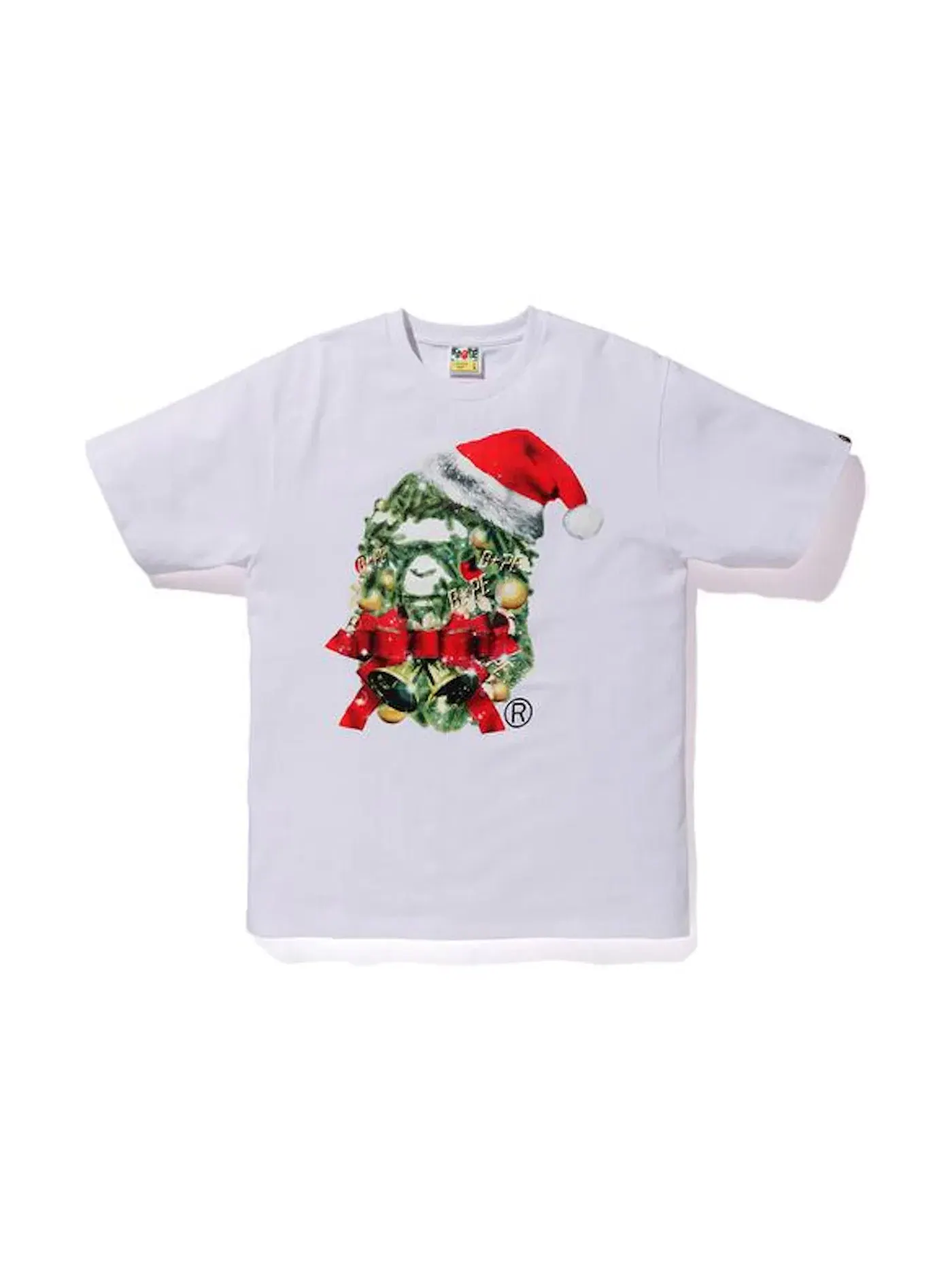 Мужская футболка с принтом BAPE Christmas Ape Head Tee BAPE — изображение 1 из 1, белый