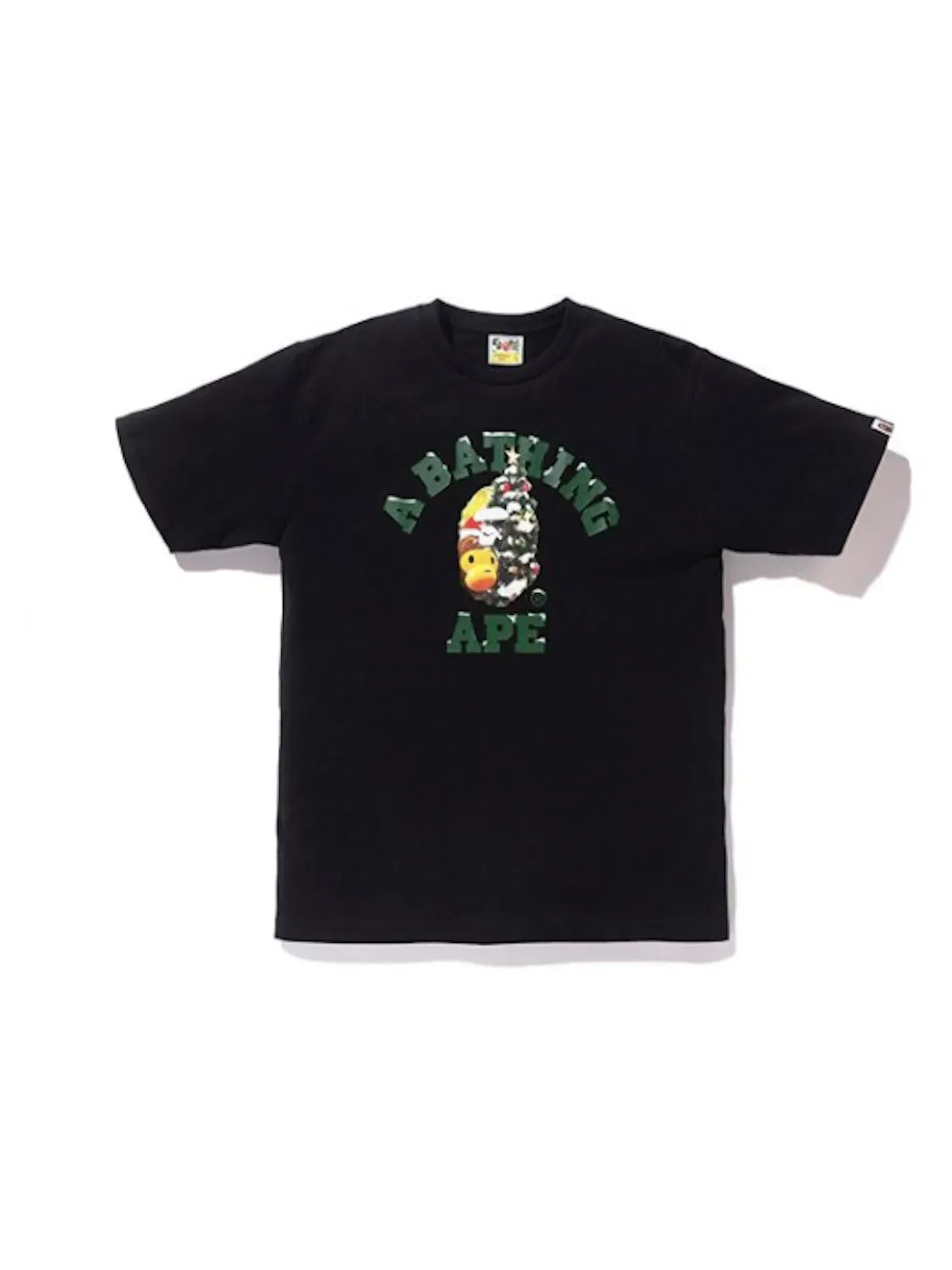 Мужская футболка с принтом BAPE Christmas College Tee BAPE — изображение 1 из 1, черный