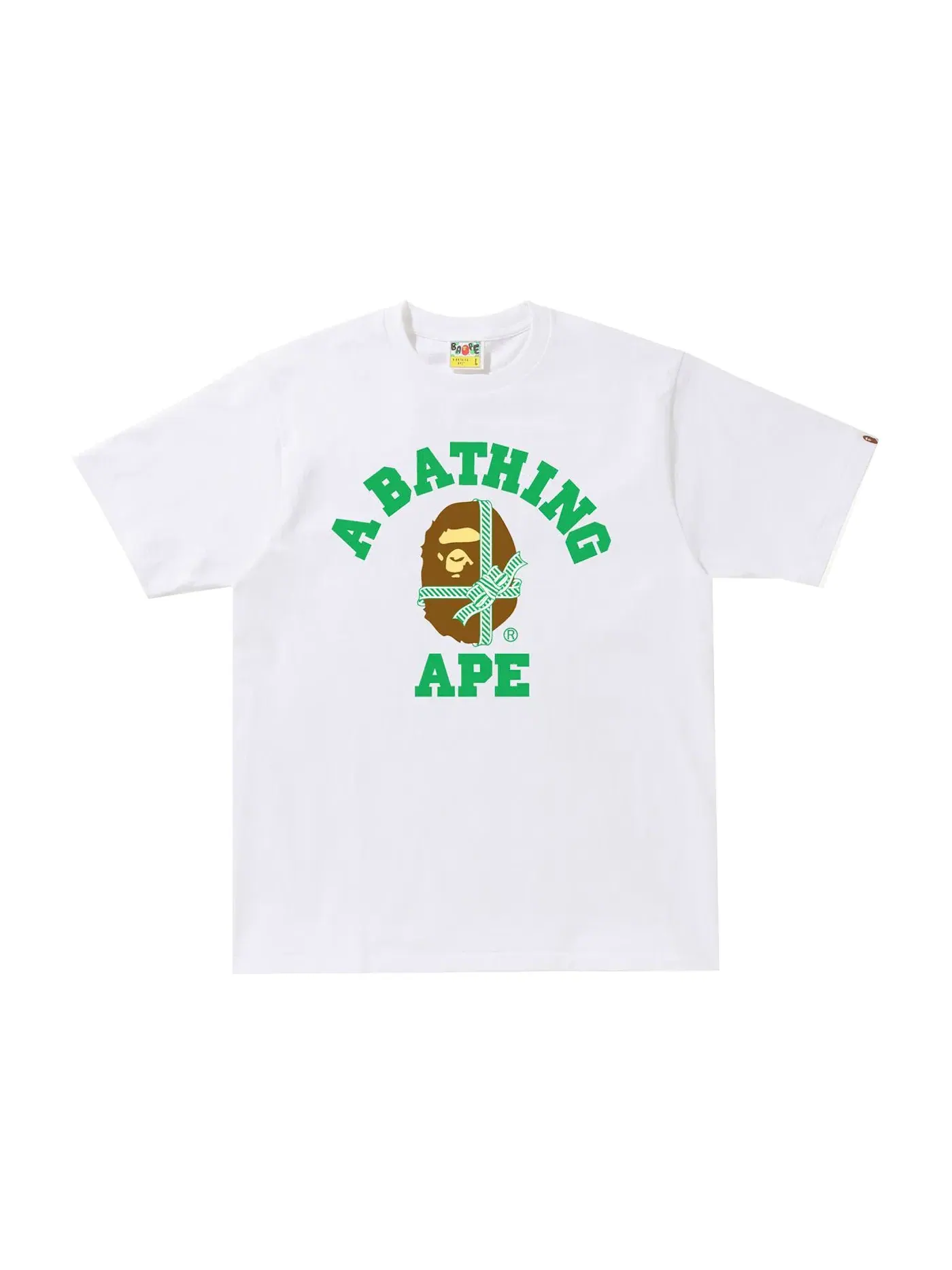 Мужская футболка хлопковая BAPE Tee — изображение 1 из 1, белый/зеленый