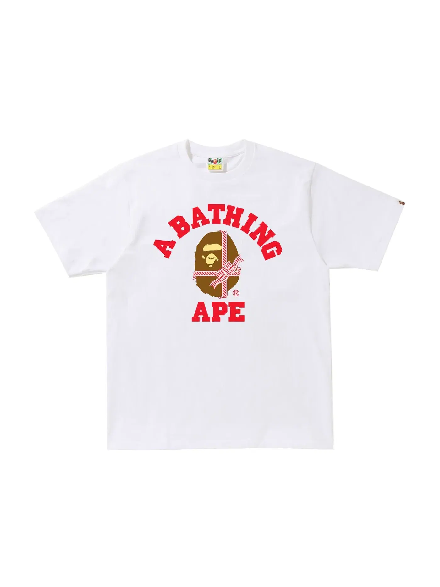 Мужская футболка с принтом BAPE Christmas College Tee BAPE — изображение 1 из 1, белый/красный