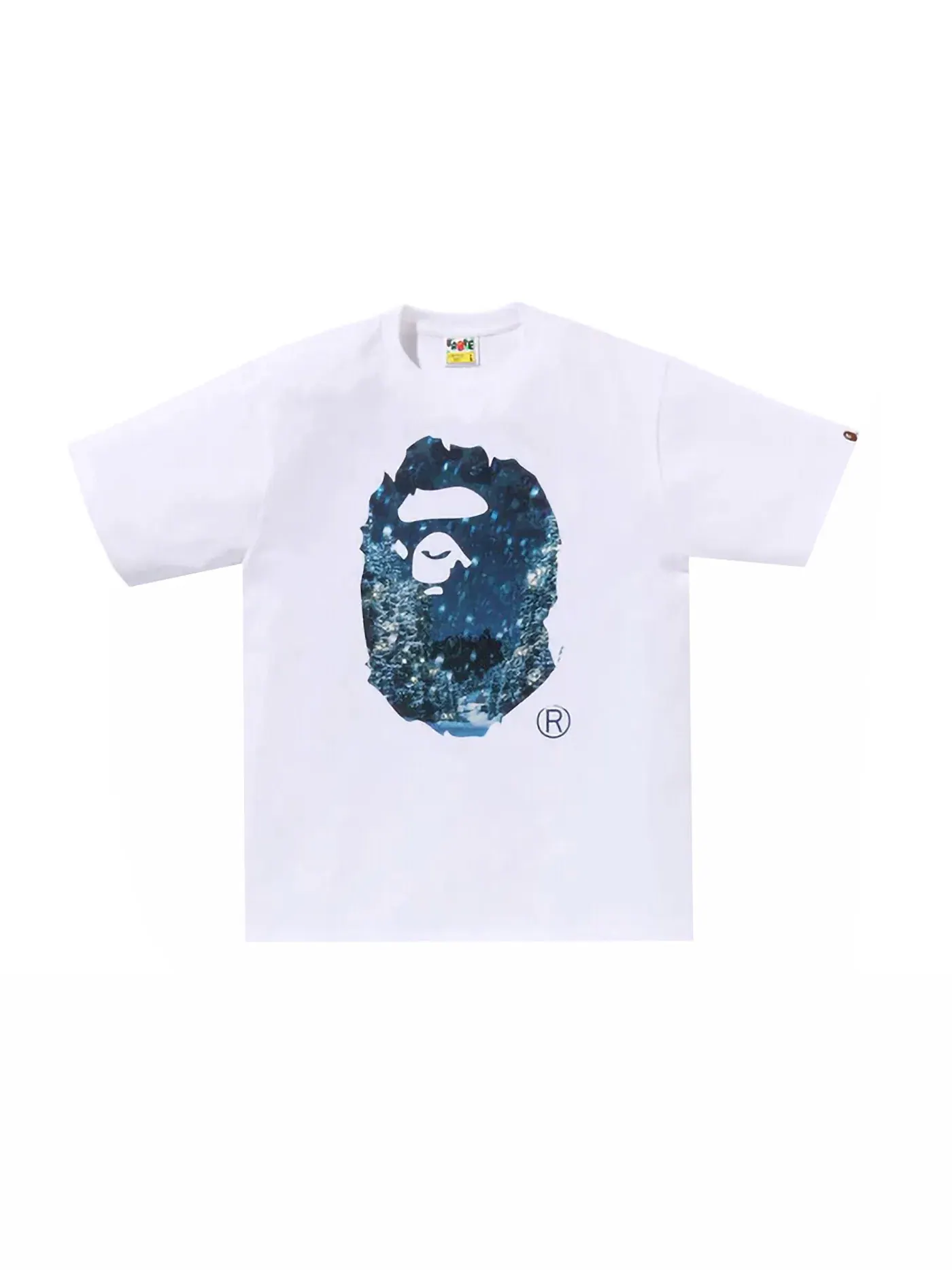 Мужская футболка с принтом BAPE Christmas Photo Ape Head Tee BAPE — изображение 1 из 1, белый