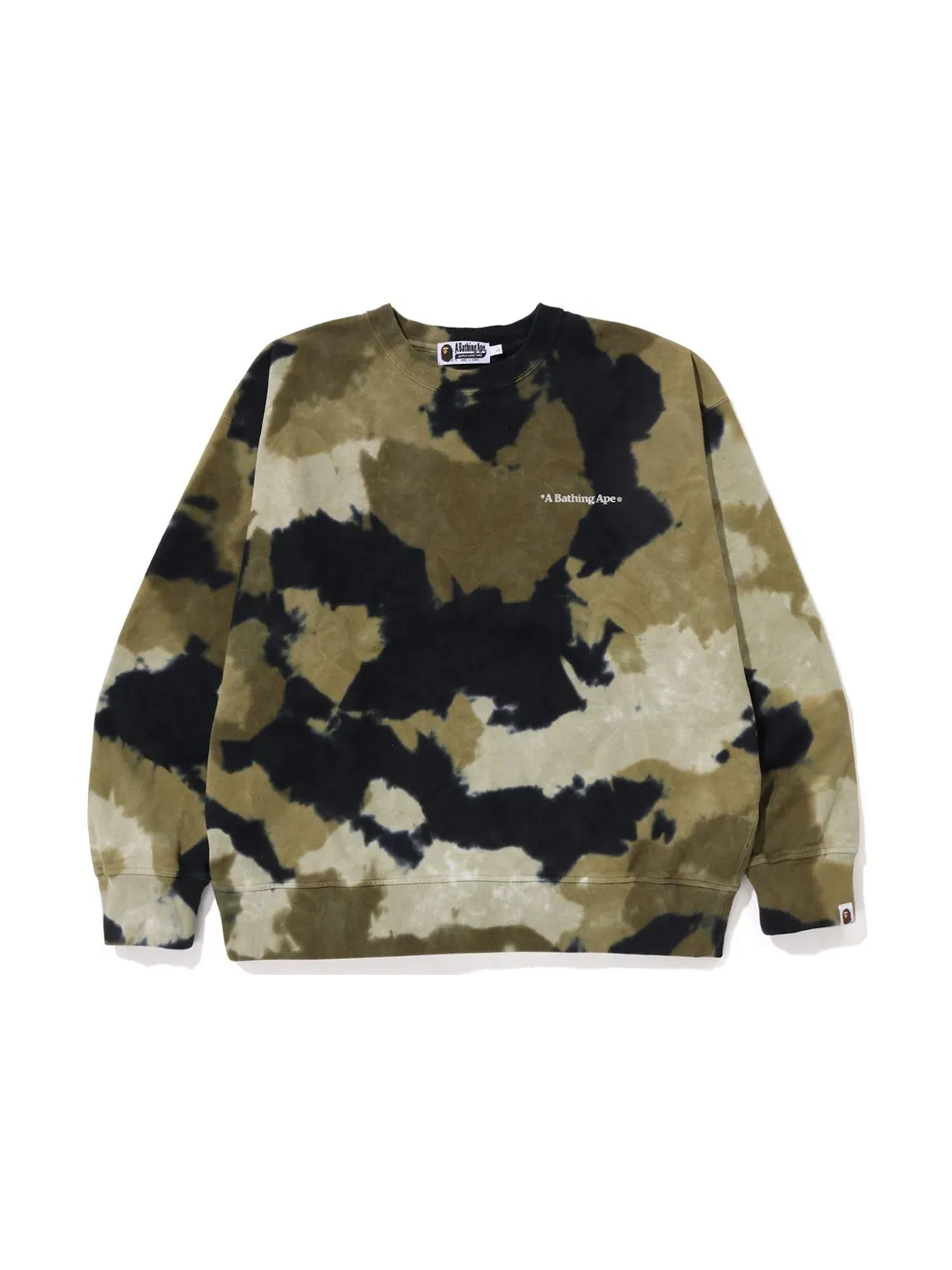 Мужской свитшот свободного кроя с окрашиванием Chusen BAPE — изображение 1 из 2, оливковый