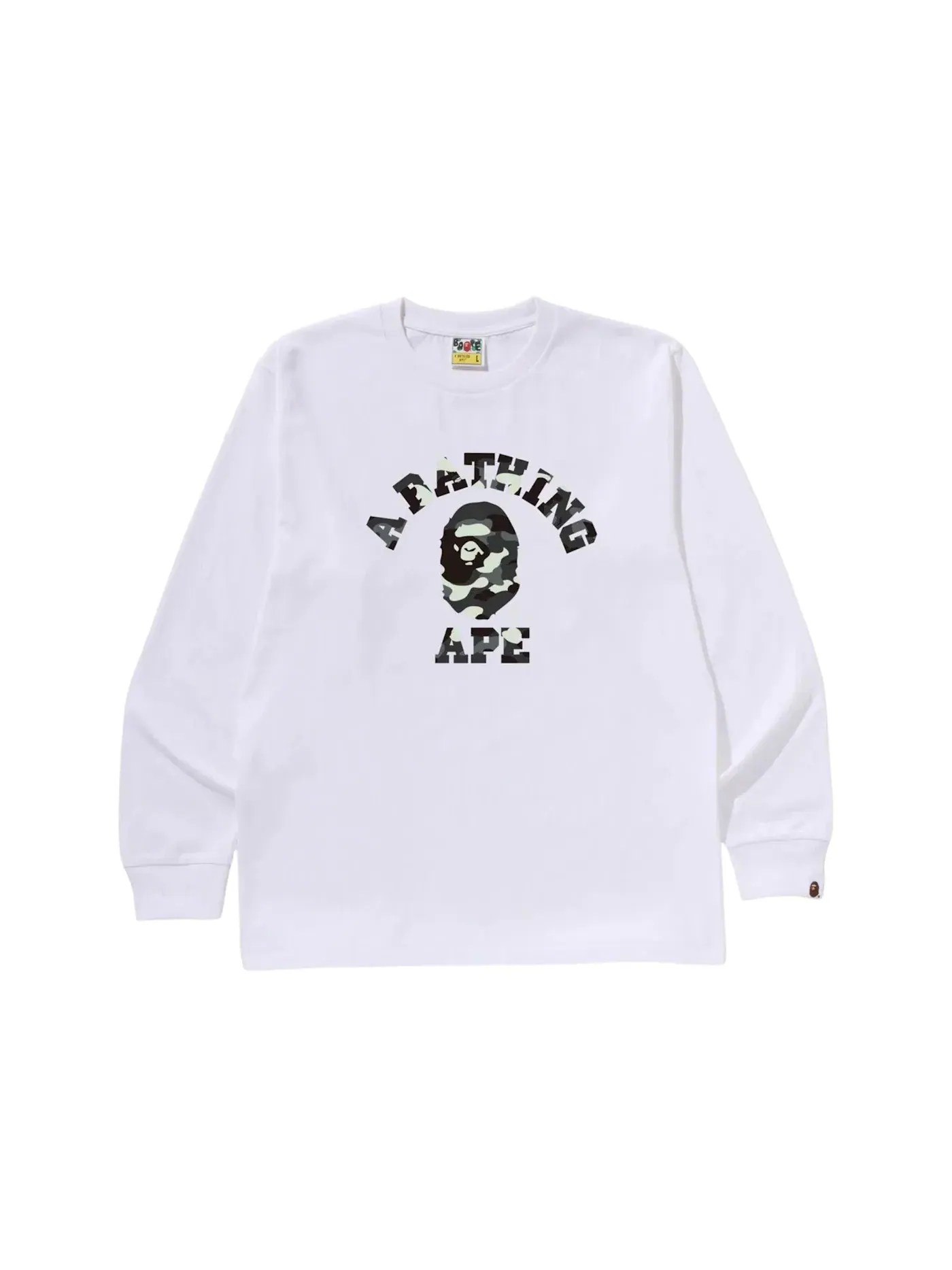 Мужская футболка с длинным рукавом BAPE City Camo College — изображение 1 из 1, белый