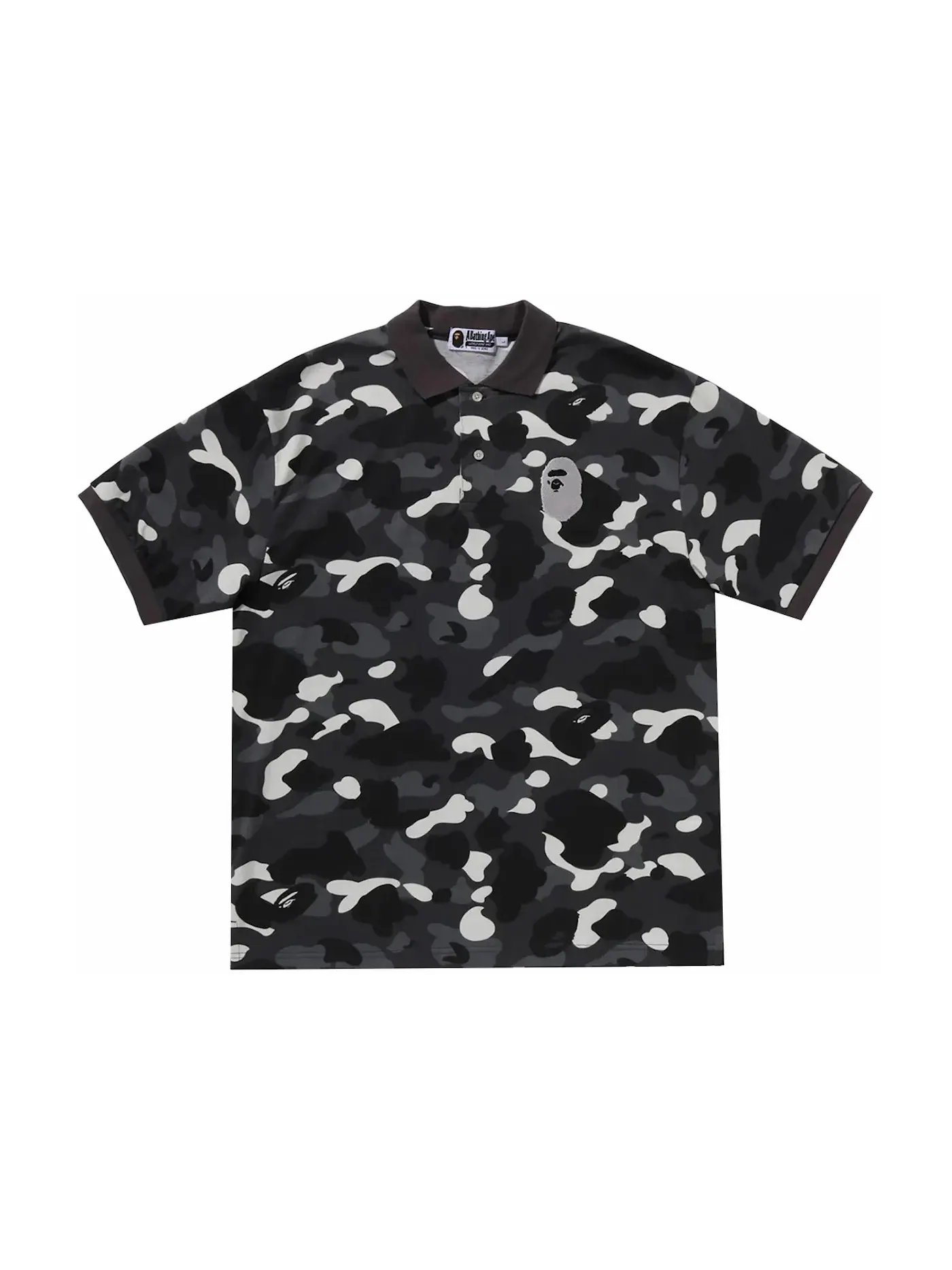 Мужское поло с камуфляжным принтом BAPE — изображение 1 из 2, черный