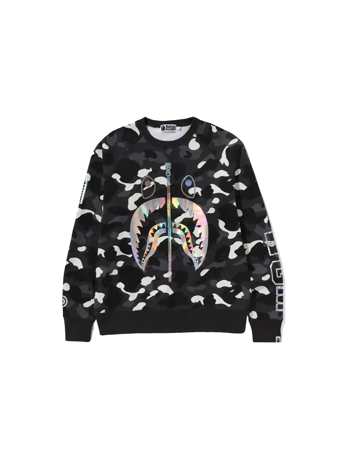 Мужской свитшот с принтом BAPE City Camo Shark Crewneck (SS24) BAPE — изображение 1 из 2, черный