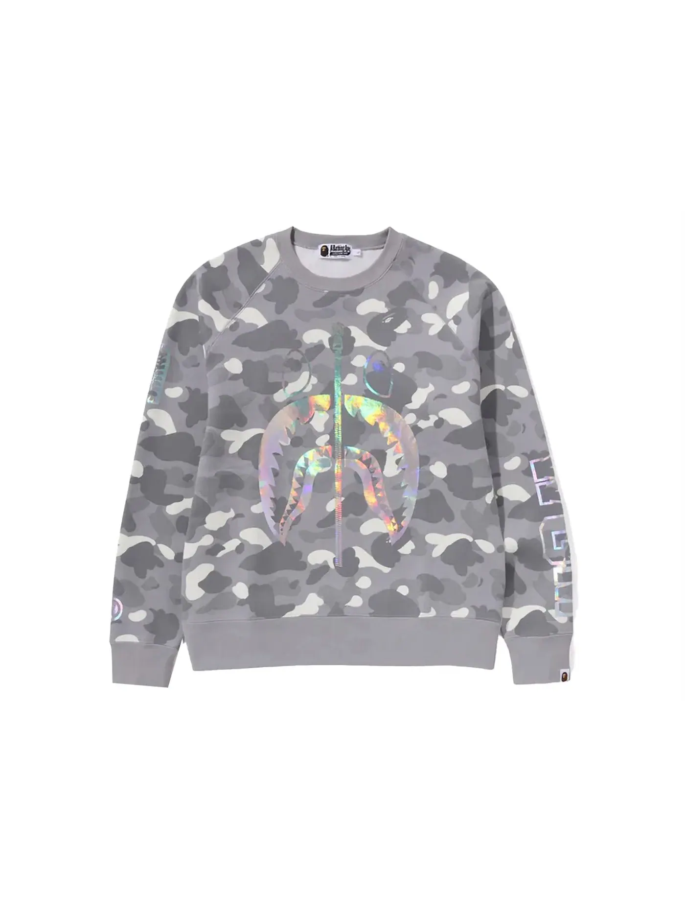 Мужской свитшот с камуфляжным принтом BAPE City Camo Shark Crewneck (SS24) — изображение 1 из 2, серый