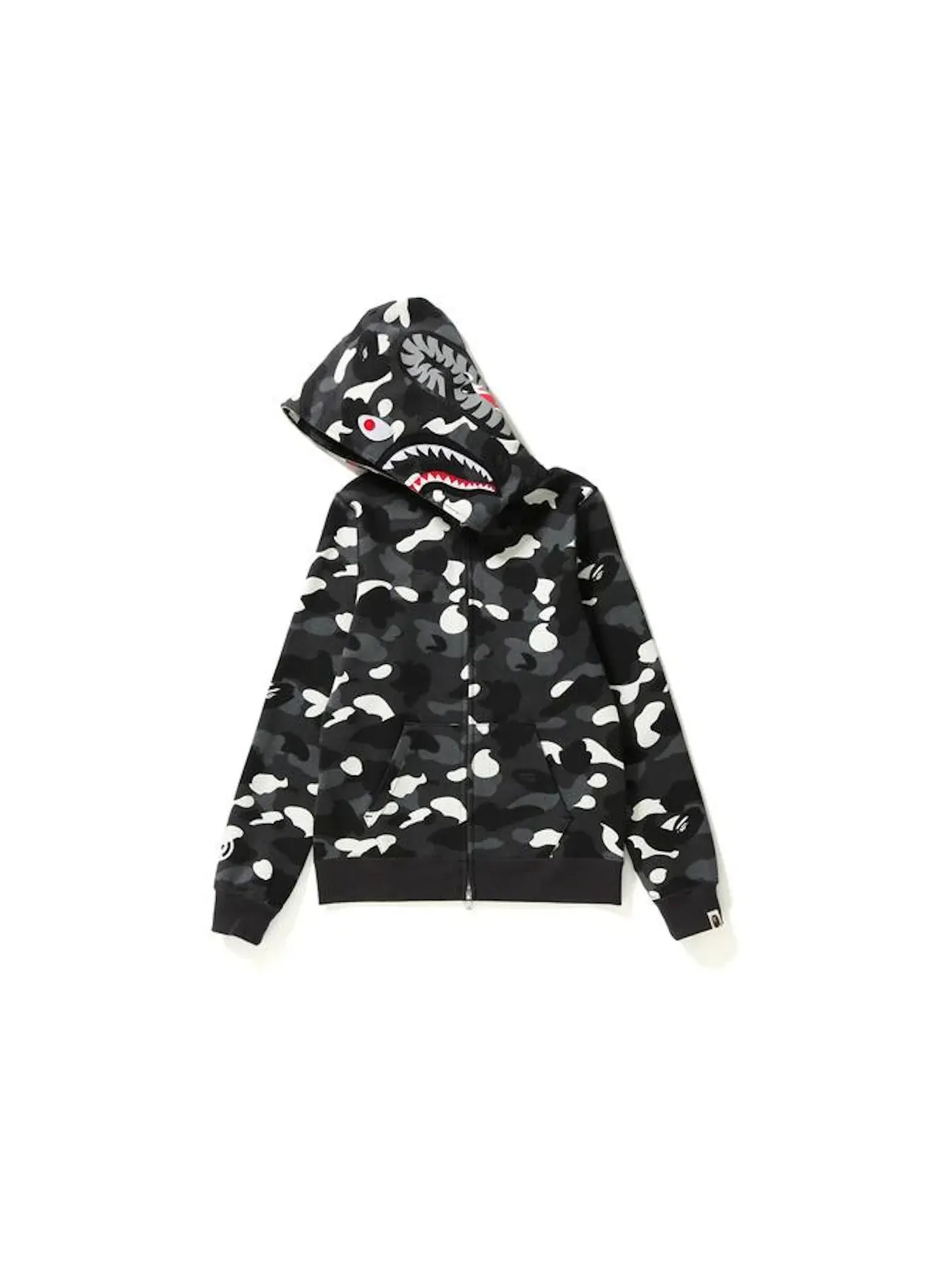 Мужская худи с принтом BAPE City Camo Shark Full Zip Hoodie BAPE — изображение 2 из 4, черный