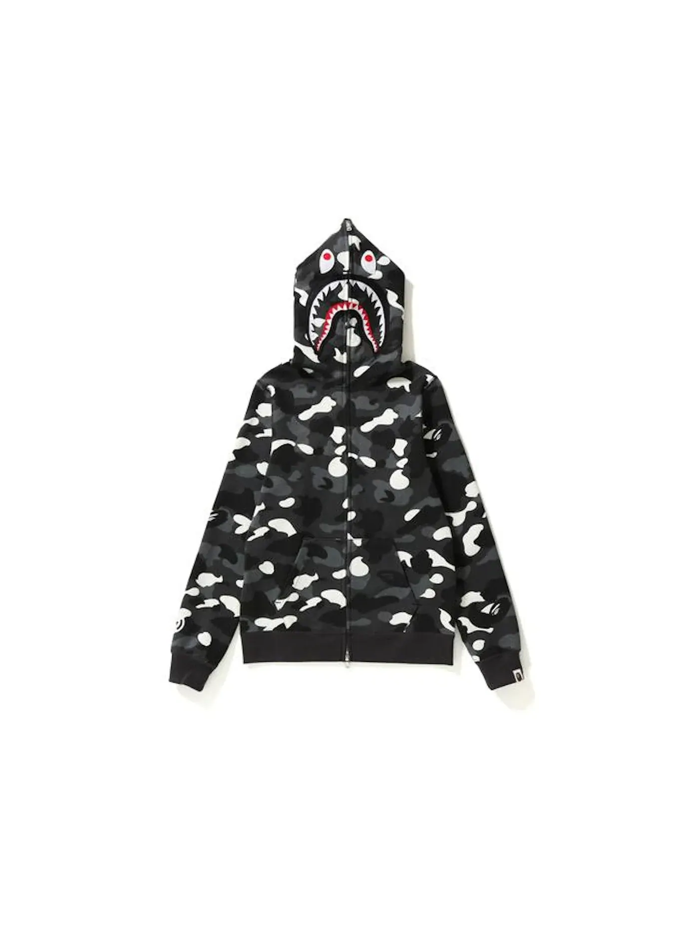 Мужская худи с принтом BAPE City Camo Shark Full Zip Hoodie BAPE — изображение 3 из 4, черный