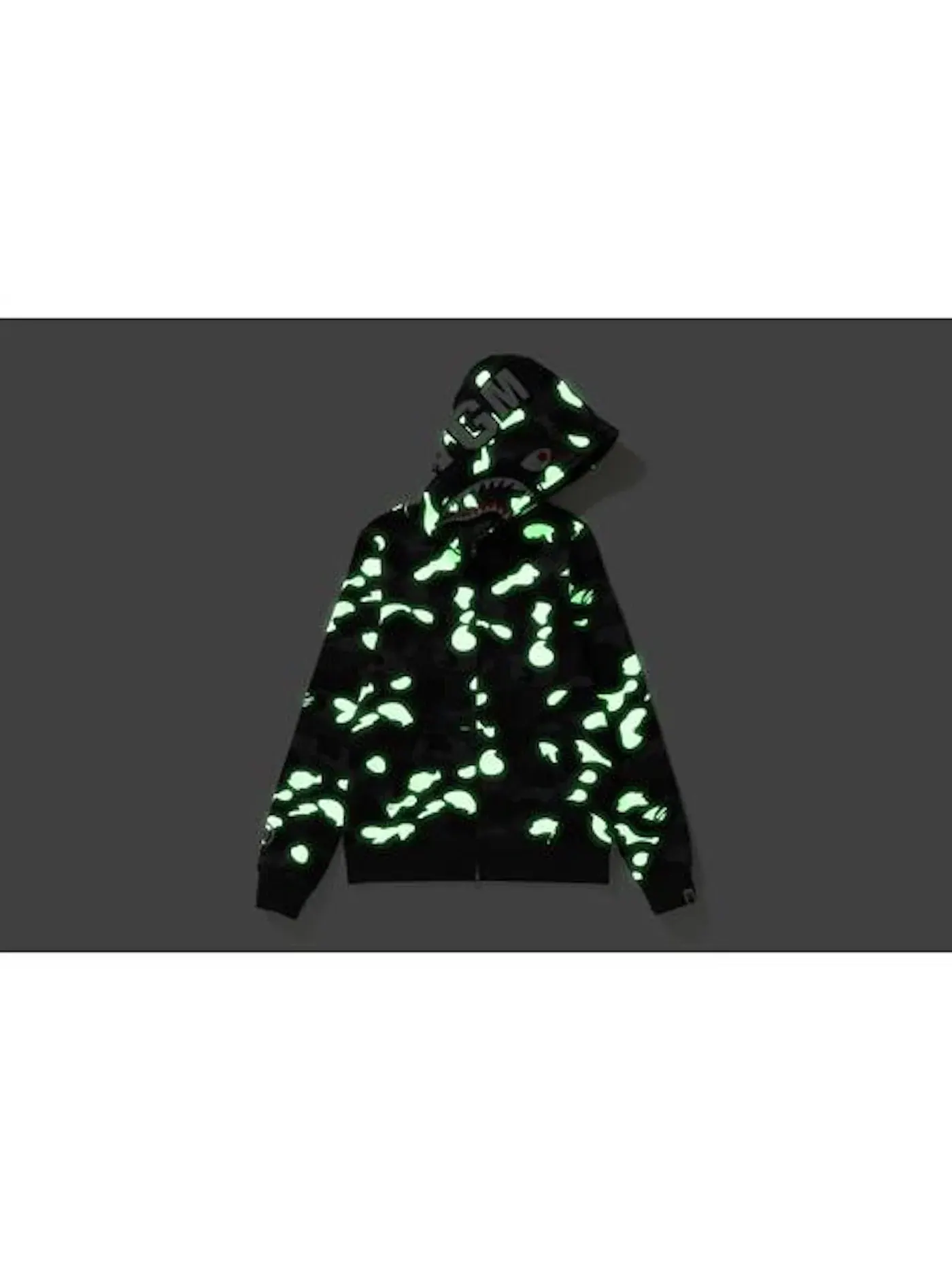 Мужская худи с принтом BAPE City Camo Shark Full Zip Hoodie BAPE — изображение 4 из 4, черный