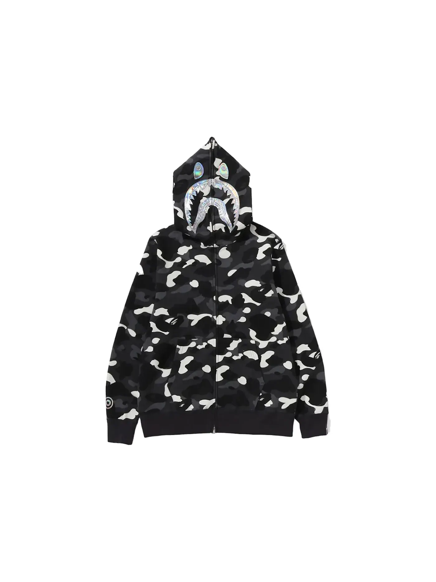 Мужская худи на молнии с камуфляжным принтом BAPE — изображение 1 из 4, черный