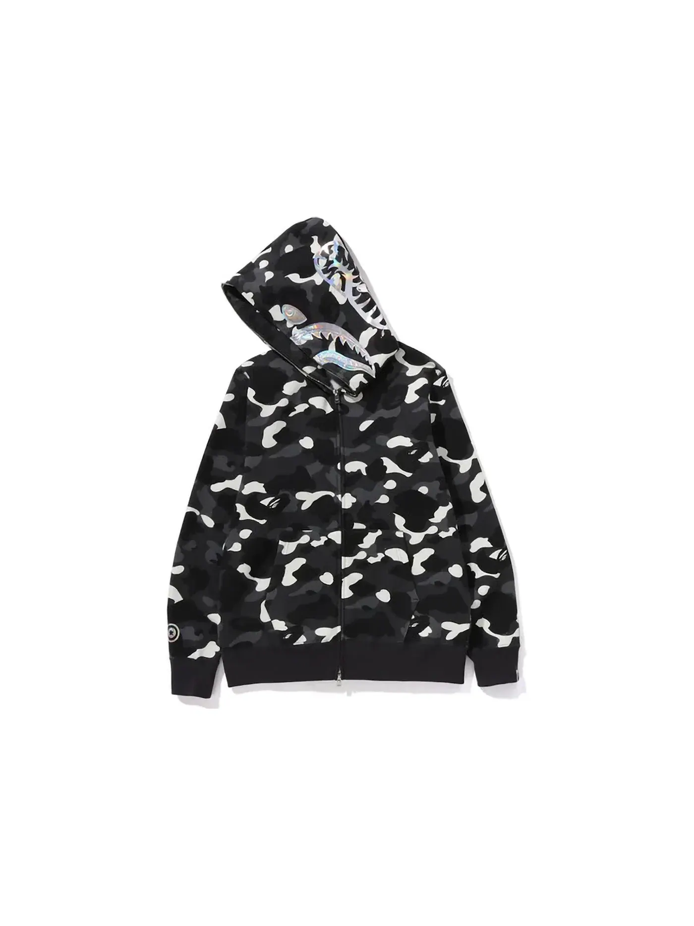 Мужская худи на молнии с камуфляжным принтом BAPE — изображение 3 из 4, черный