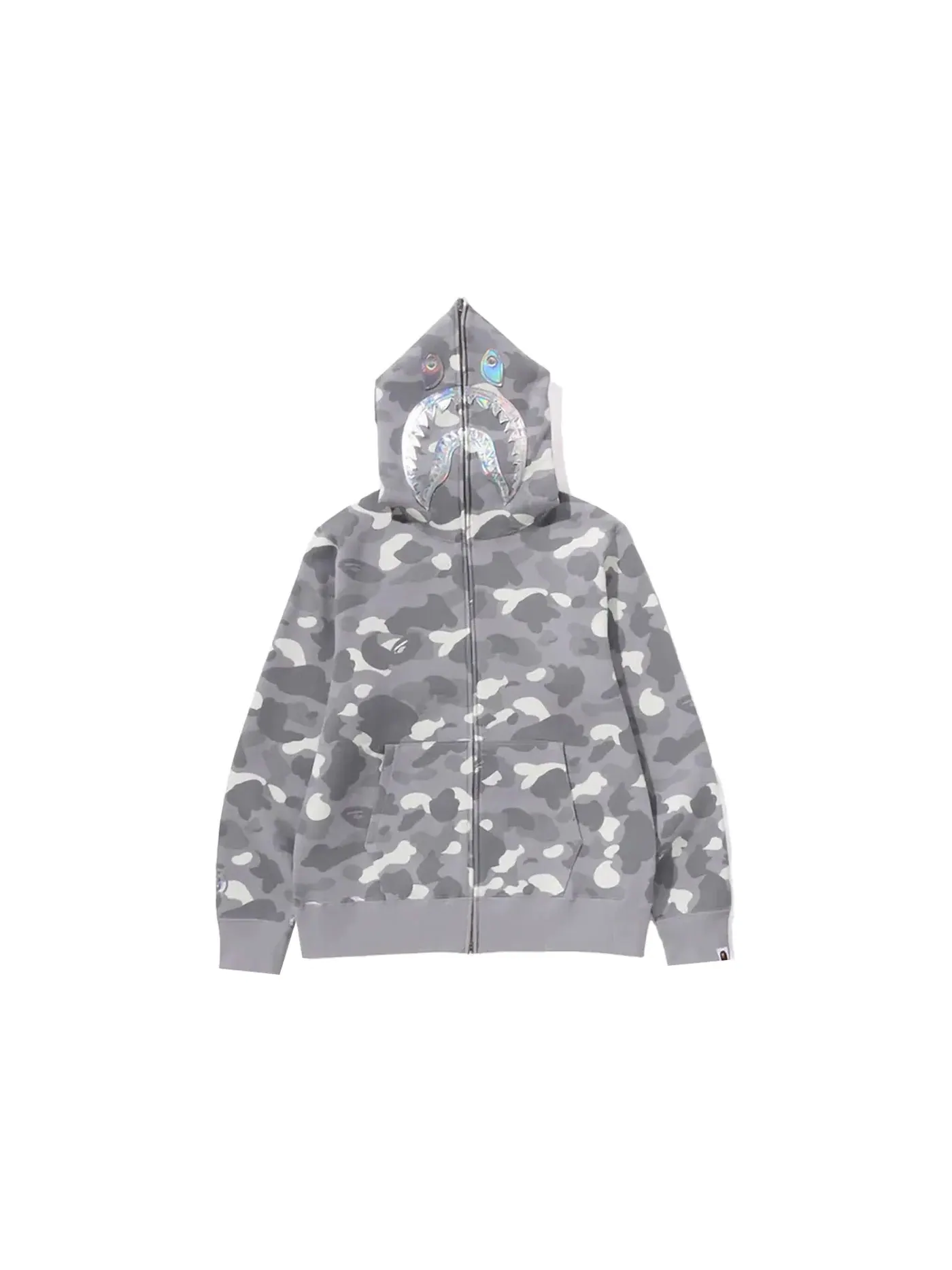 Мужская худи с принтом BAPE City Camo Shark Full Zip Hoodie (SS24) BAPE — изображение 1 из 4, серый
