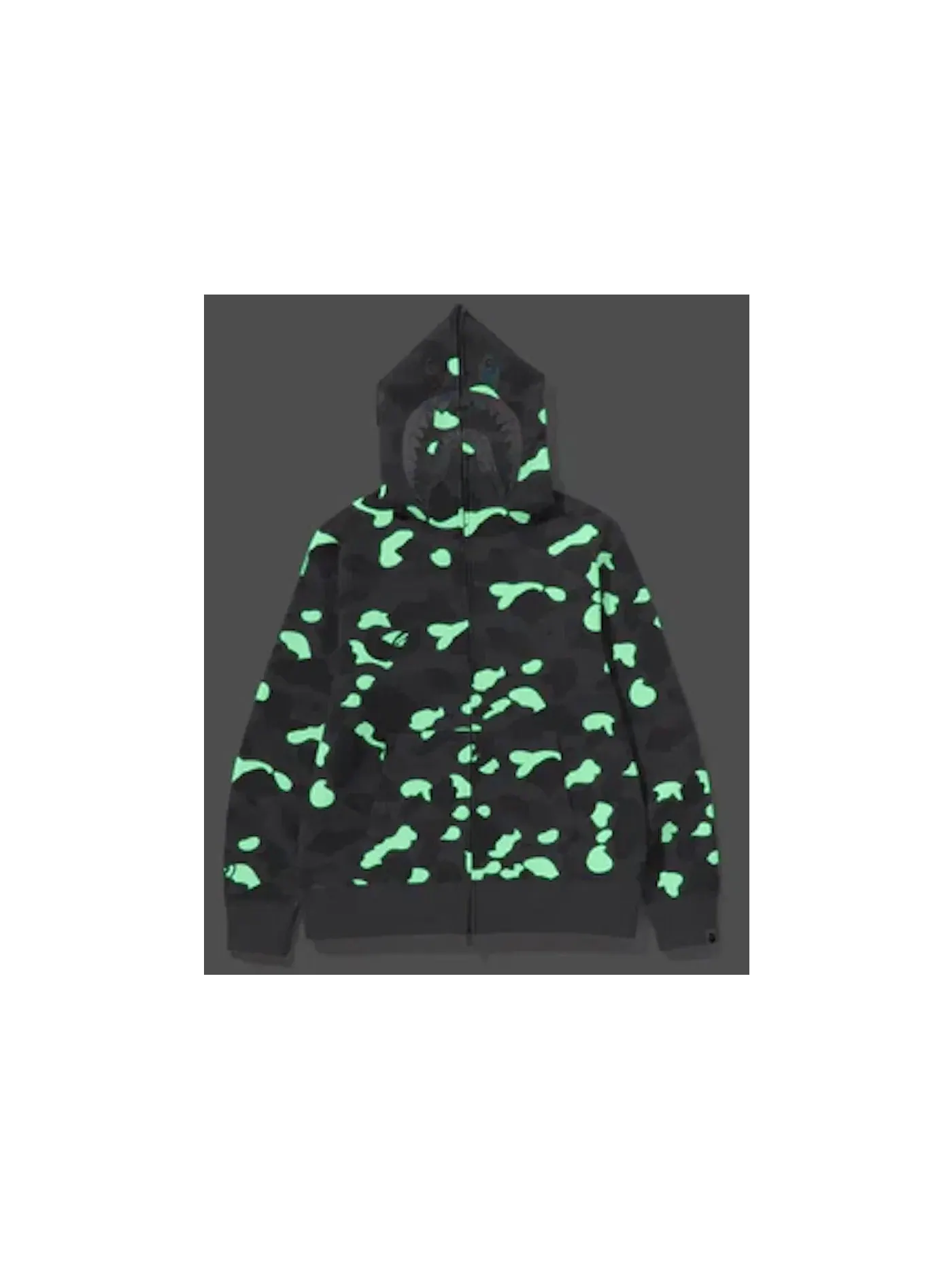 Мужская худи с принтом BAPE City Camo Shark Full Zip Hoodie (SS24) BAPE — изображение 4 из 4, серый